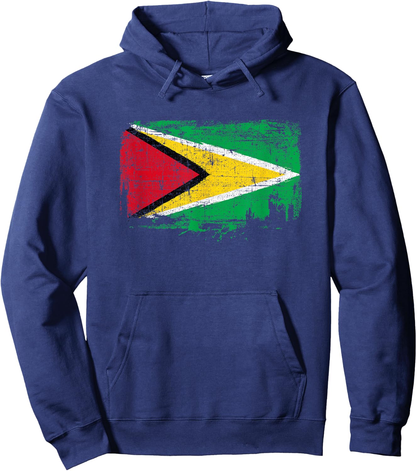 Guyana Flag Pride Gift Distressed Vintage Style Hoodie - Hoodie | Navy