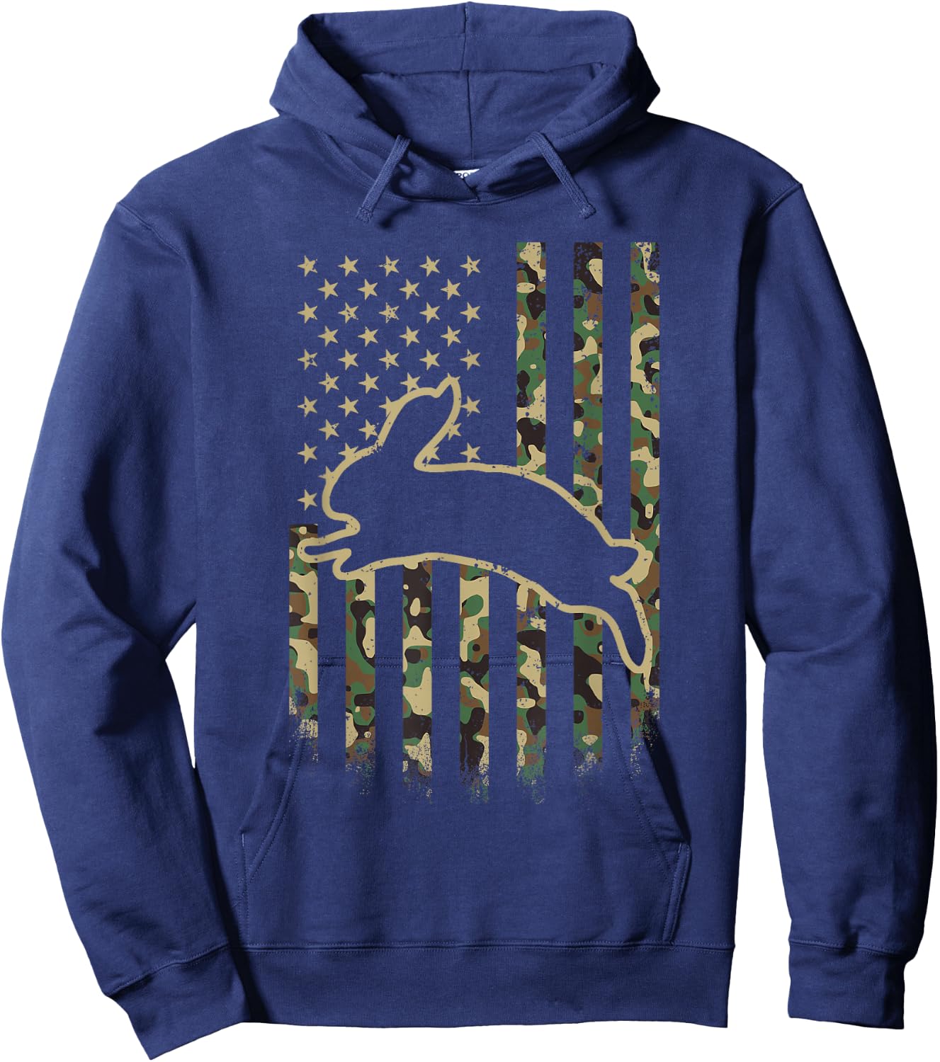 American Flag Camo Camouflage Bunny Rabbit Easter Patriotic Hoodie - Hoodie | Navy