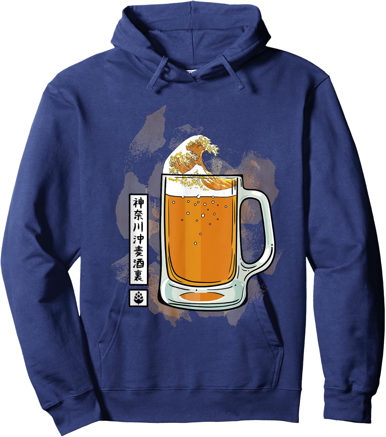 The Great Beer Off Kanagawa Japanese Art Kanji Hoodie - Hoodie | Navy