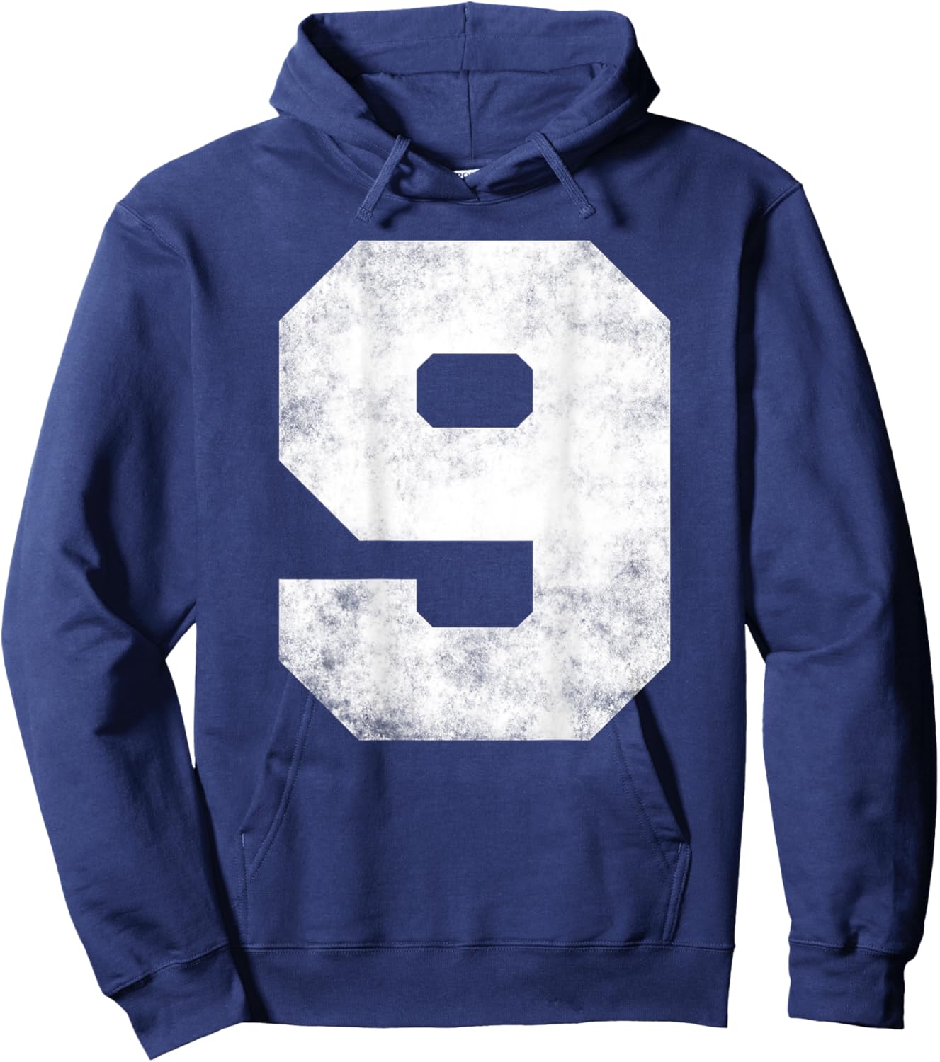 Big Distressed Number "9" Nine Numeric Digits Hoodie - Hoodie | Navy