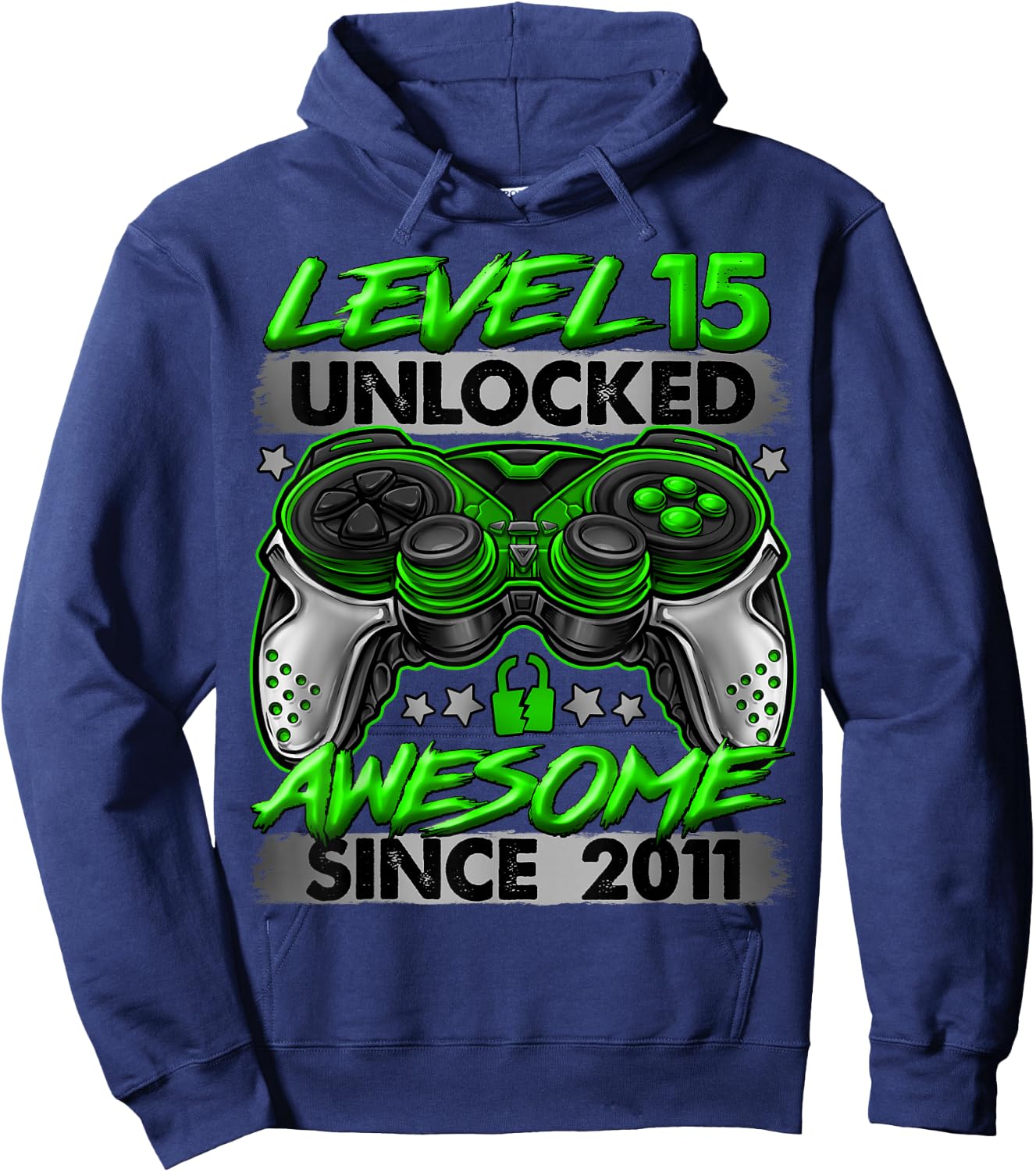 Level 15 Unlocked 15 Year Old Gifts Boys 15th Birthday Boy Hoodie - Hoodie | Navy