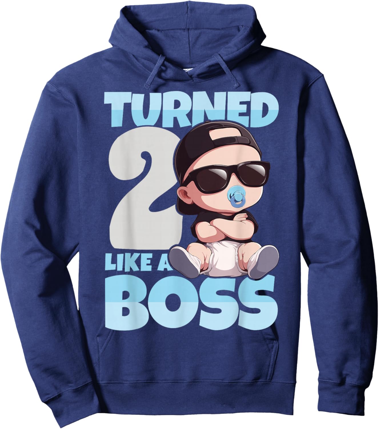 Baby 2nd Birthday Boy Girl 2 Years Like a Boss Kids Hoodie - Hoodie | Navy