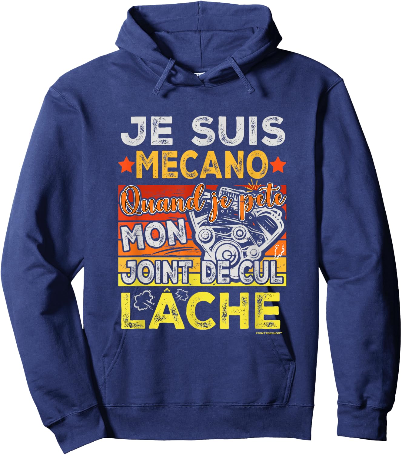 Mechanic Humour Mechanical Cylinder Head Gasket – Man Mécano , Black, S Hoodie - Hoodie | Navy