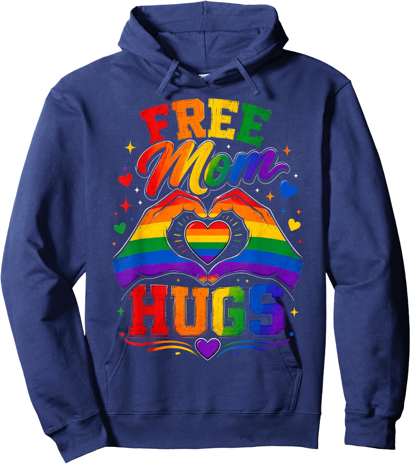 Free Mom Hugs LGBTQIA+ Ally Pride Month Hoodie - Hoodie | Navy