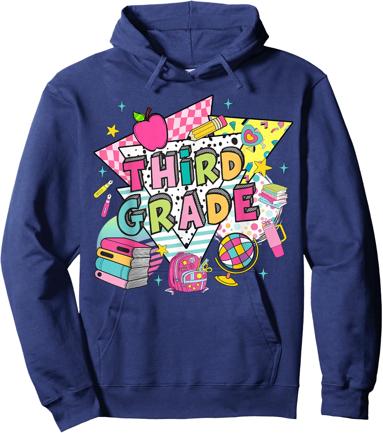 Third Grade Teachers Students Retro 90s Back To School Hoodie - Hoodie | Navy