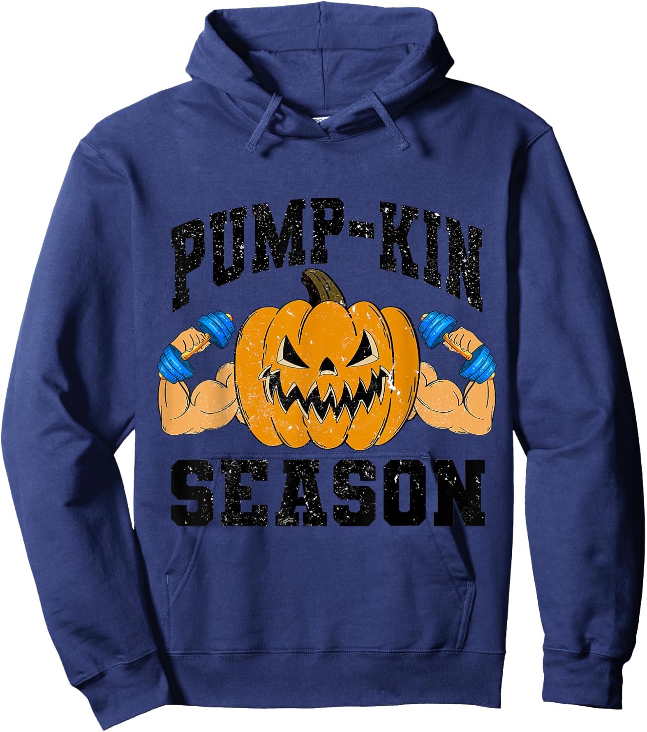 Funny Halloween Pumpkin Season Weightlifting Workout Gym Hoodie - Hoodie | Navy