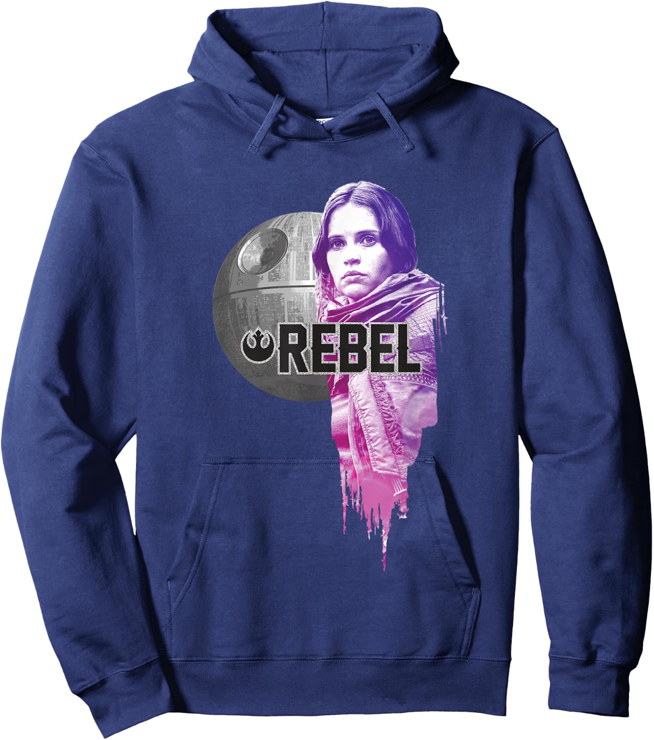 Star Wars Rogue One Iconic Jyn Erso Rebel Big Chest Portrait Hoodie - Hoodie | Navy