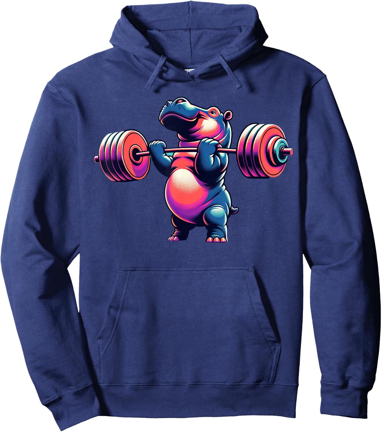 Hippo Powerlifting Weightlifting Gym Workout Hippopotamus Hoodie - Hoodie | Navy