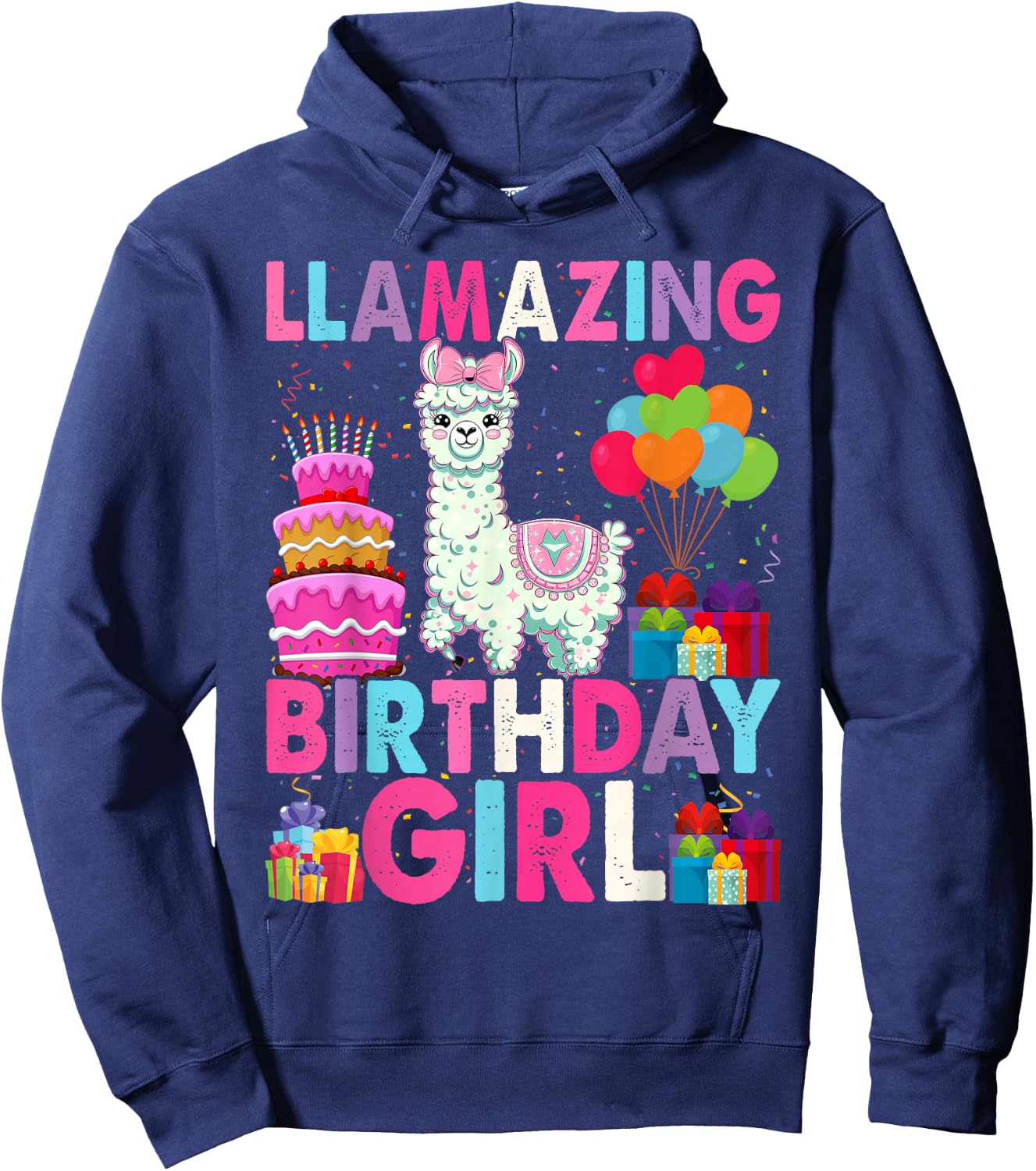 Llama Birthday Girl Llamazing Birthday Alpaca Llama Girl Hoodie - Hoodie | Navy