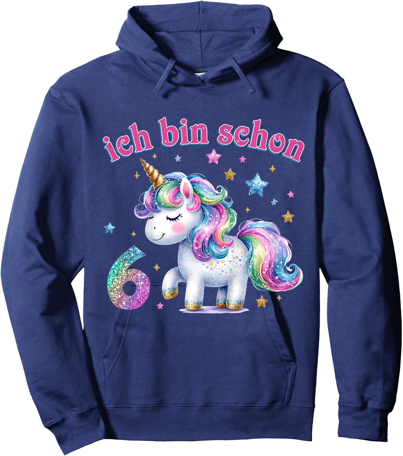 Children's 6th Birthday Girl Gifts 6 Years Old Unicorn Decorative , black Hoodie - Hoodie | Navy