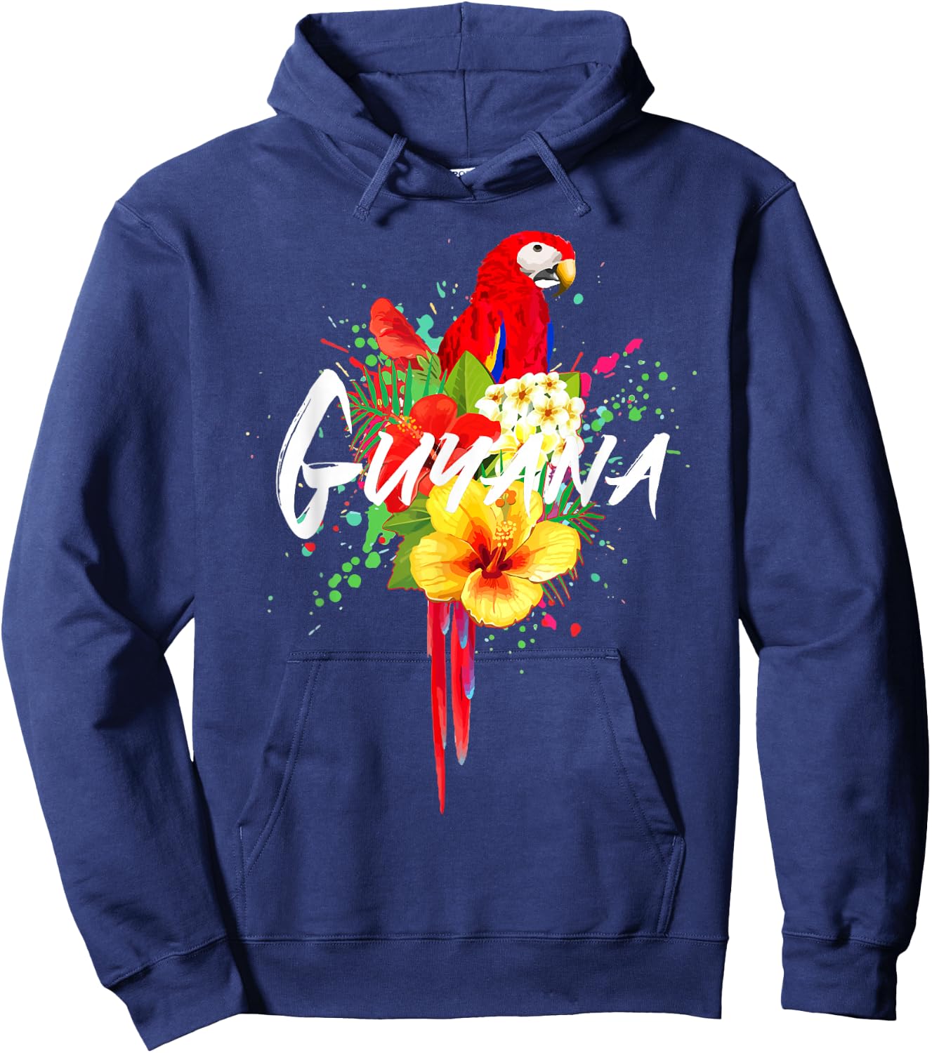 Guyana Parrot Tropical Plants Guyanese Souvenir Vintage Hoodie - Hoodie | Navy