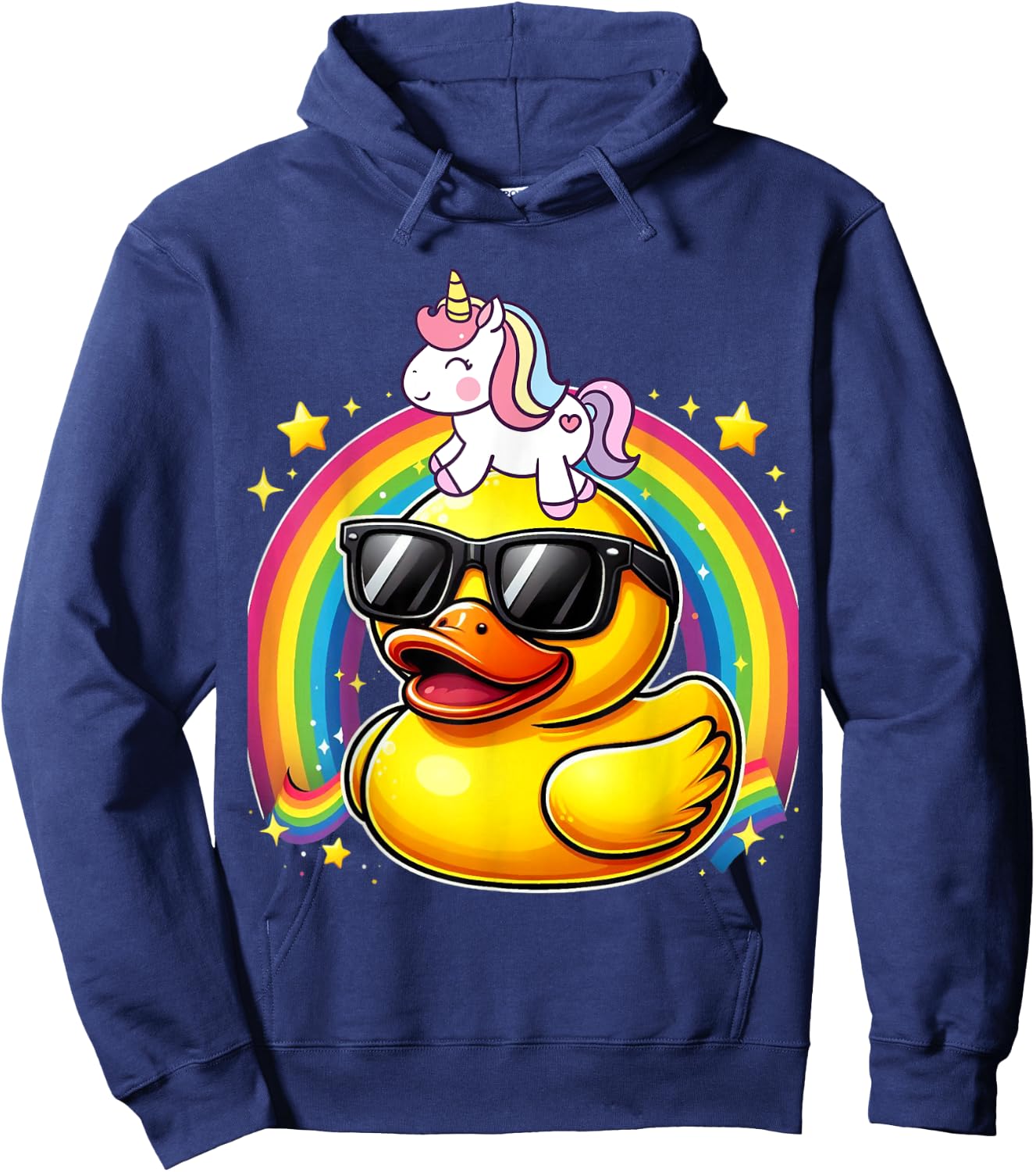 Unicorn Riding Rubber Duck Boys Girls Men Women Kids Teens Hoodie - Hoodie | Navy