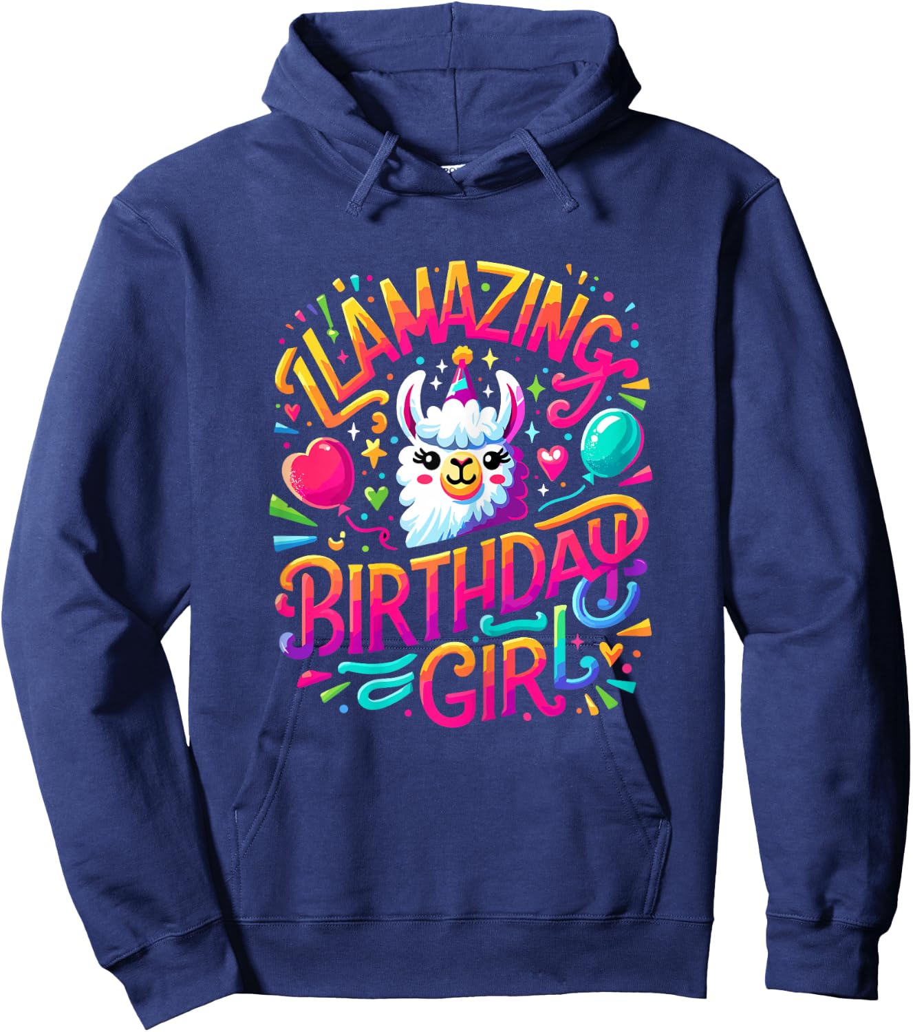 Llamazing Birthday Girl Llama Birthday Girl Alpaca Llama Hoodie - Hoodie | Navy