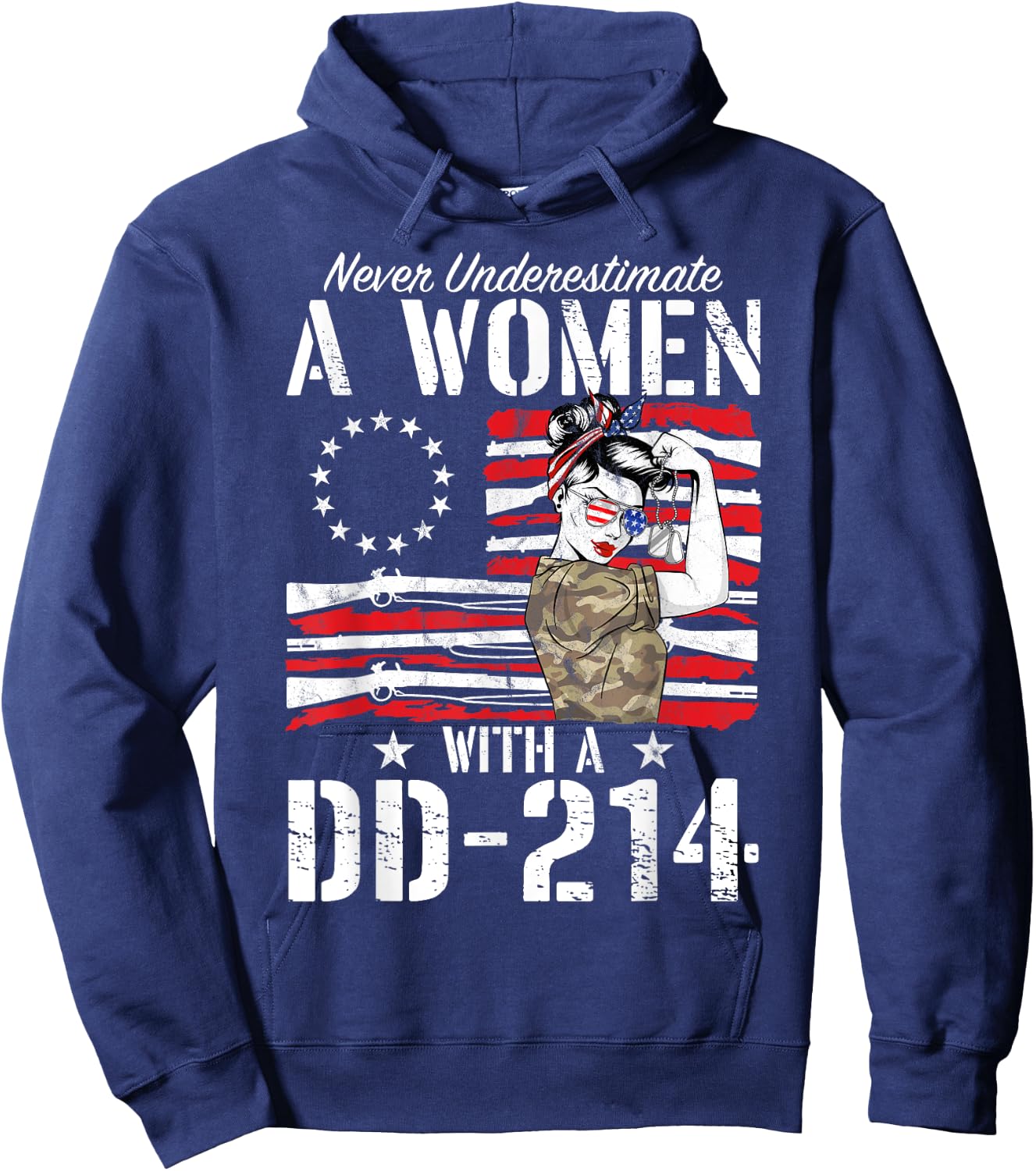 Veteran Never Underestimate A Women With A DD-214 Gun Rights Hoodie - Hoodie | Navy