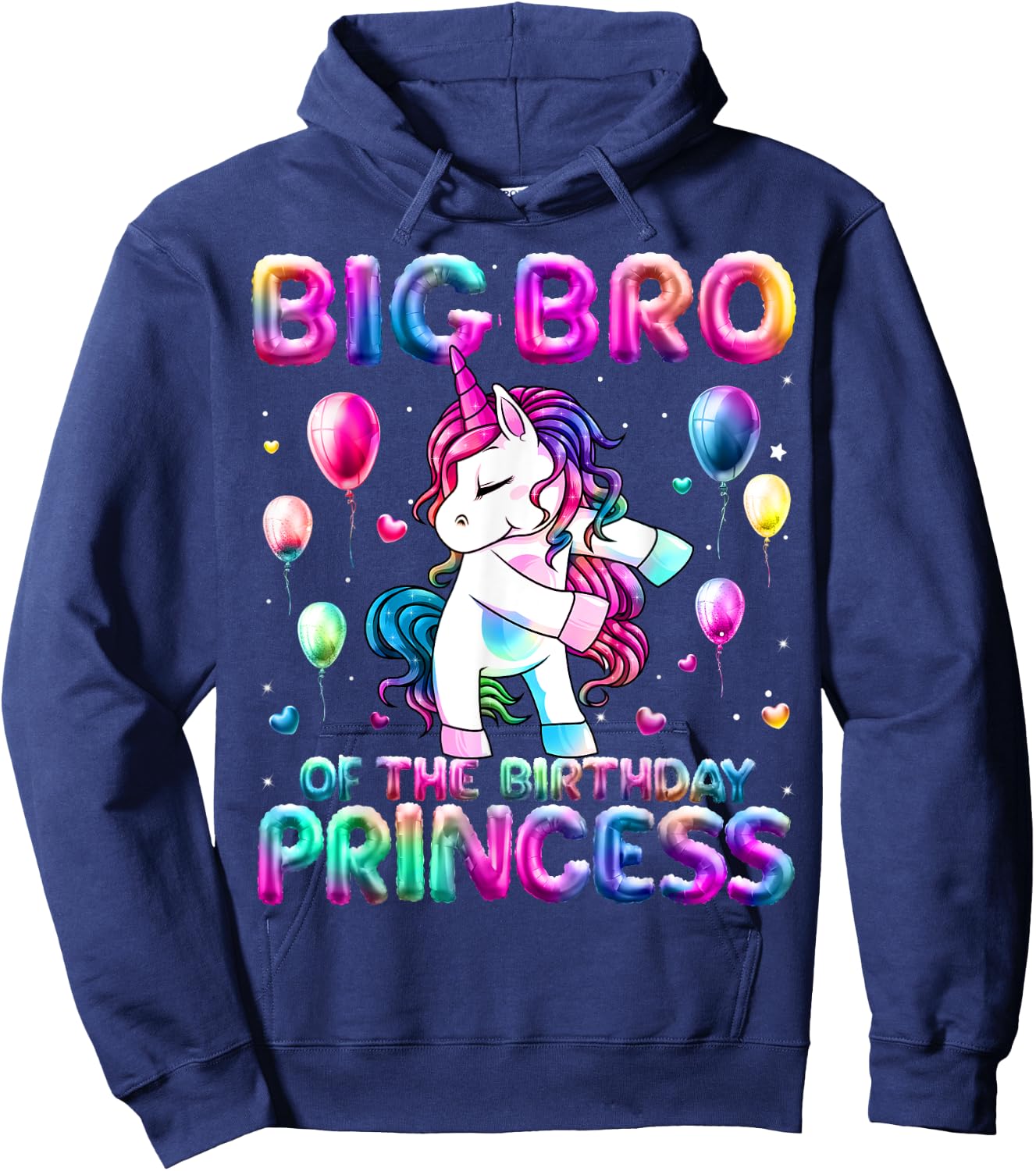 Brother of the Birthday Princess Girl Flossing Unicorn Bro Hoodie - Hoodie | Navy