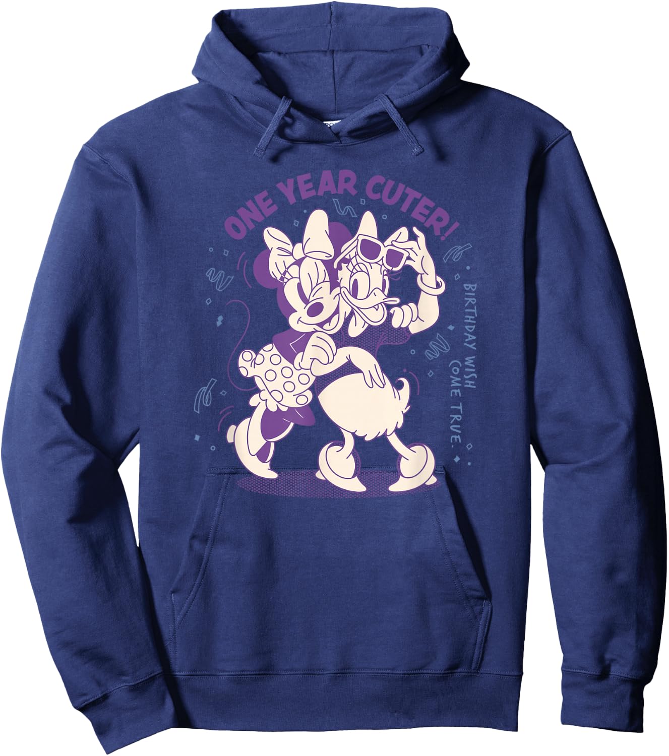 Disney Minnie Mouse Daisy Duck Birthday Wish One Year Cuter Hoodie - Hoodie | Navy