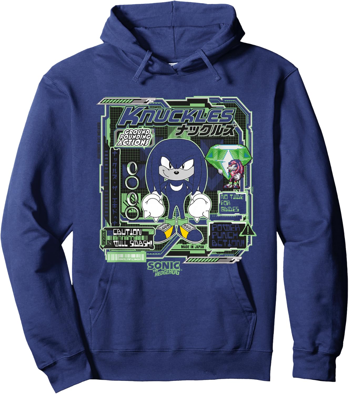 Sonic The Hedgehog Knuckles Vintage Kanji Poster Hoodie - Hoodie | Navy