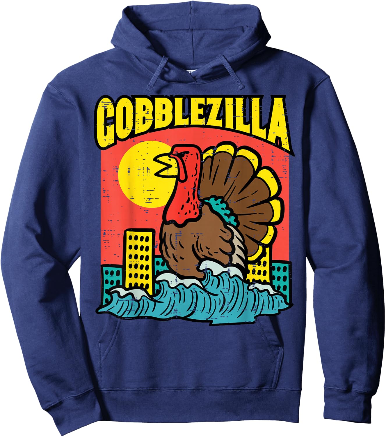 Thanksgiving Gobblezilla Vintage Turkey Day Men Women Kids Hoodie - Hoodie | Navy