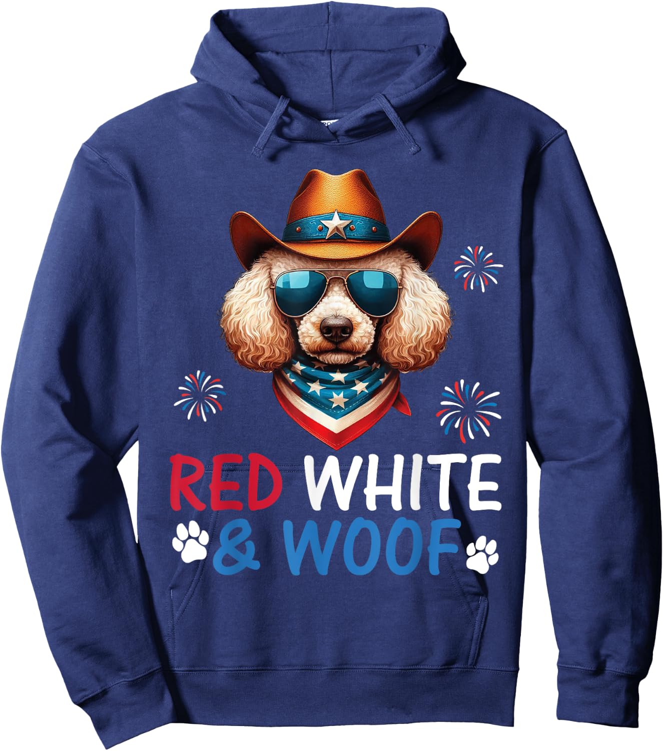 Poodle Cowboy Costume Fireworks Independence Red White Woof Hoodie - Hoodie | Navy