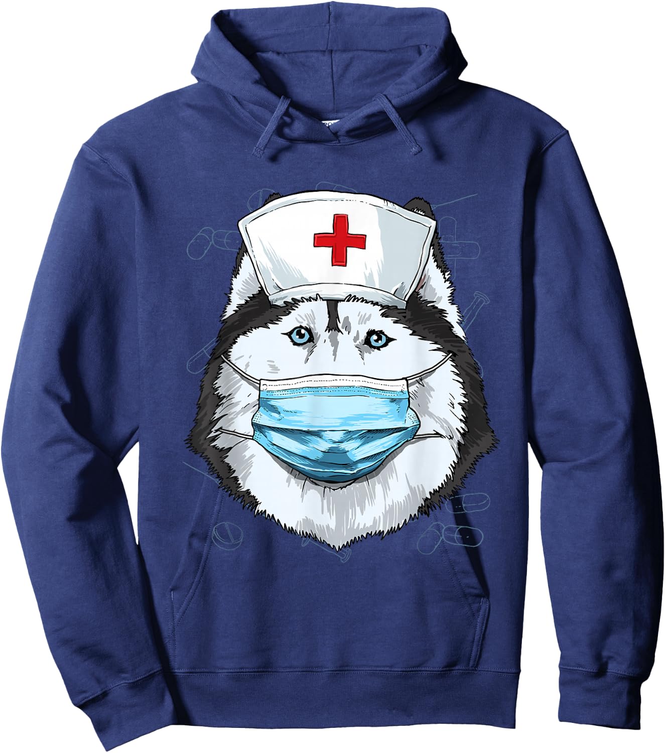 Hospital Siberian Husky ER Nurse LPN RN Nurse Life Dog Lover Hoodie - Hoodie | Navy
