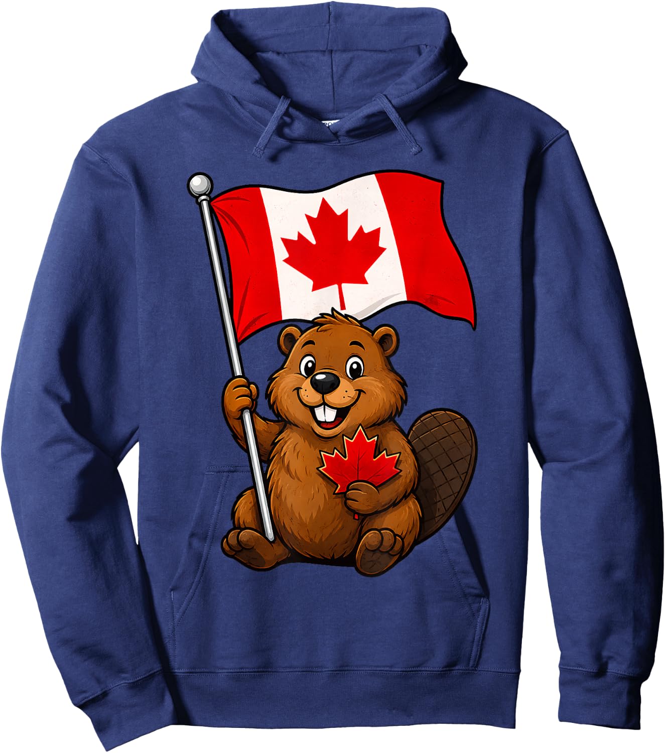 Cute Beaver Flag Patriotic Maple Leaf Canada Day Canadian Hoodie - Hoodie | Navy