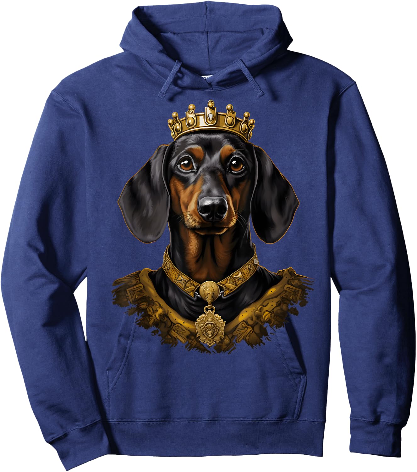 Royal Nobility Regal Dachshund: Canine Royalty with Crown Hoodie - Hoodie | Navy