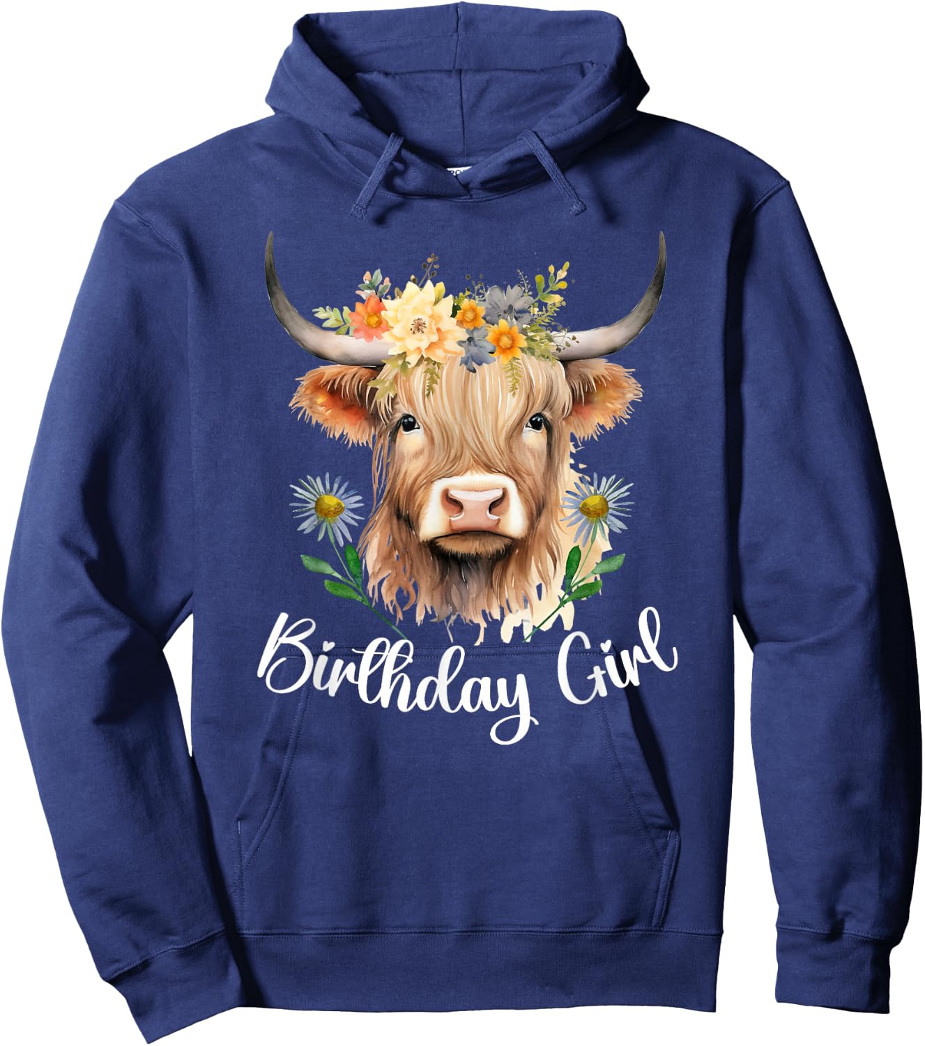 Cow Birthday Girl Mother Girl Mama Woman Family Matching Hoodie - Hoodie | Navy