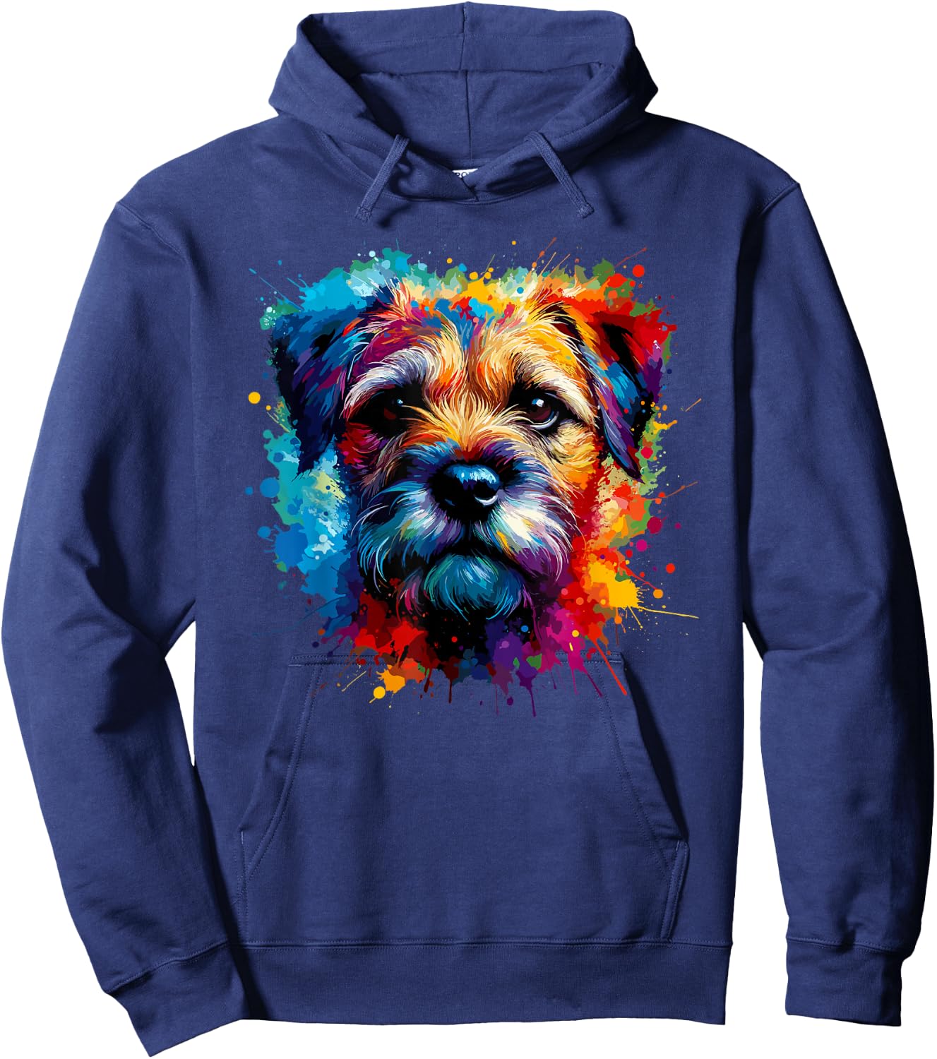 Colourful Splash Art Border Terrier Border Terriers Hoodie - Hoodie | Navy