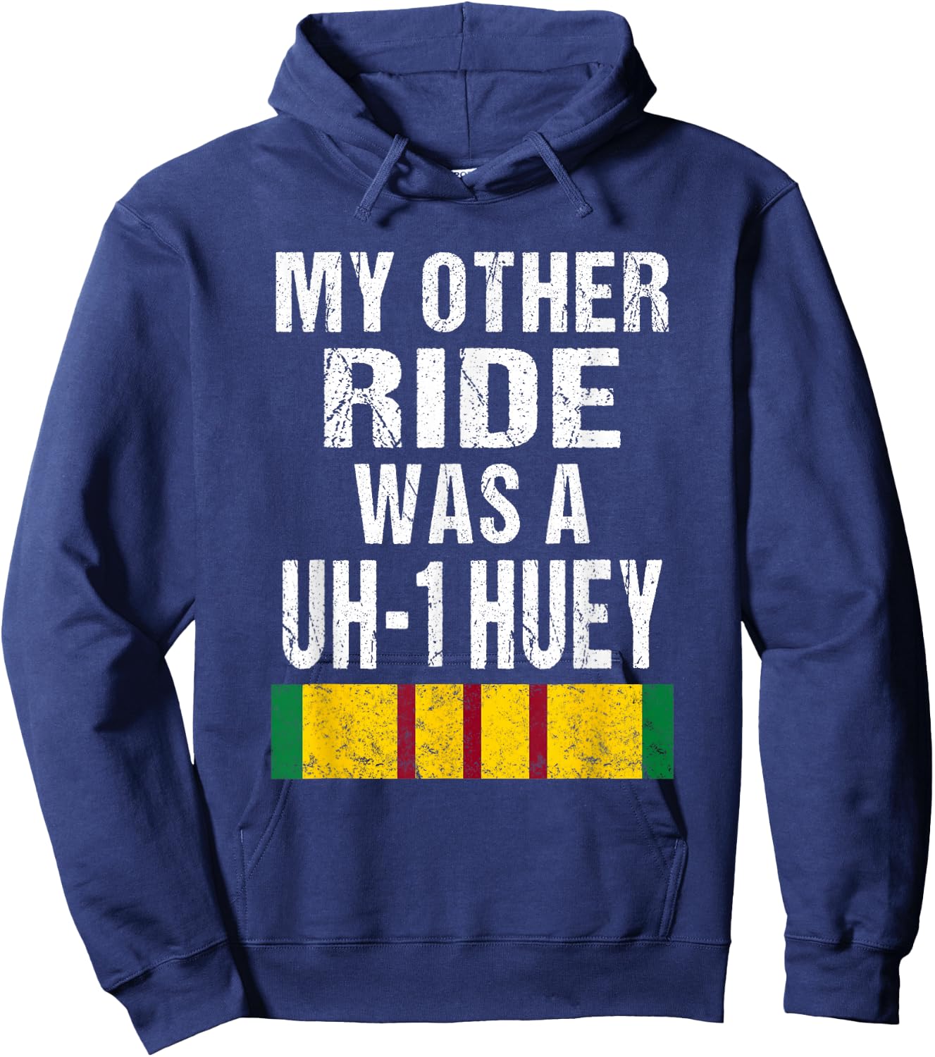 Vietnam Veteran Biker UH-1 Huey Helicopter Vet Hoodie - Hoodie | Navy