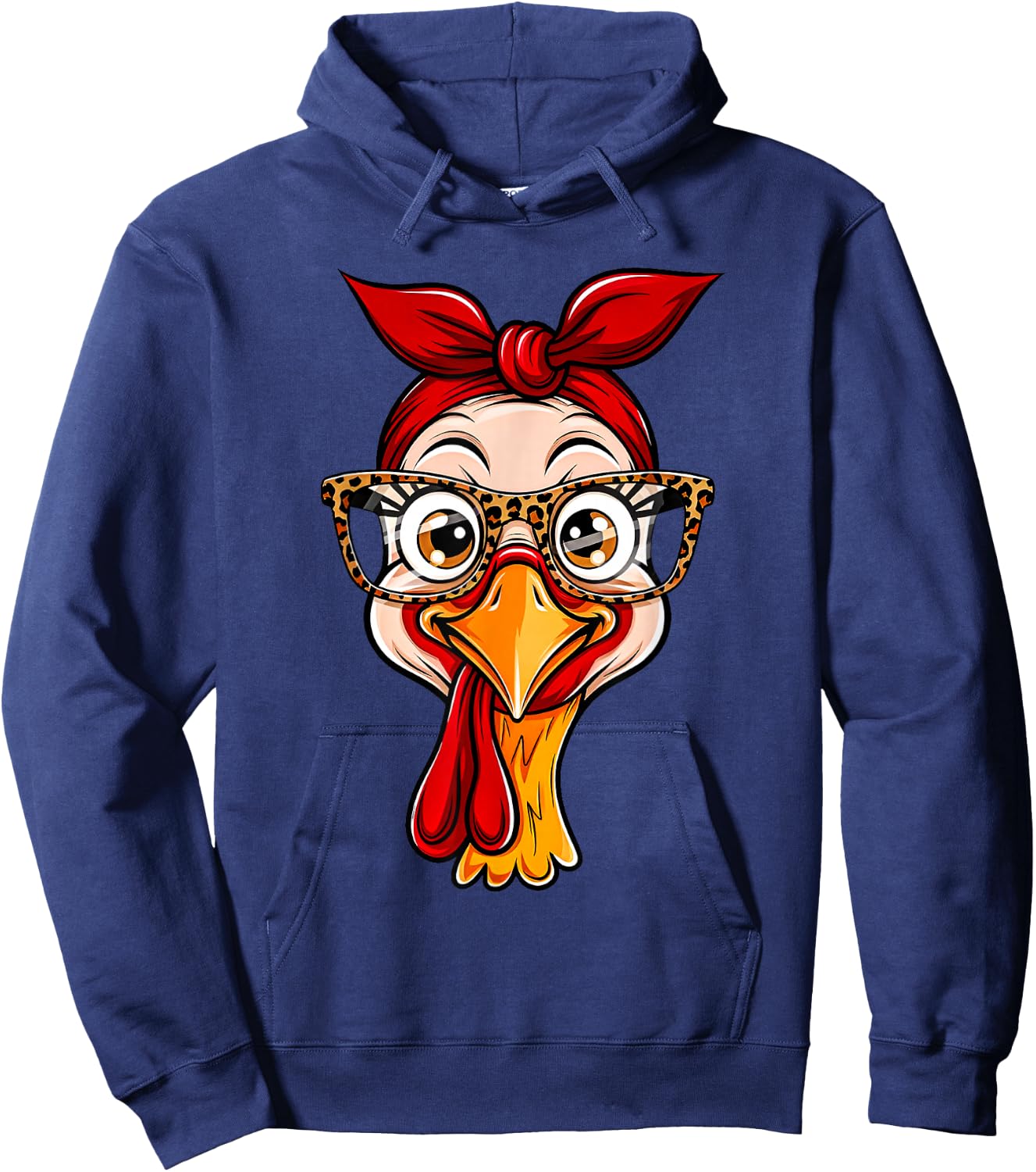 Thanksgiving Turkey Face Leopard Print Glasses Women Girls Hoodie - Hoodie | Navy