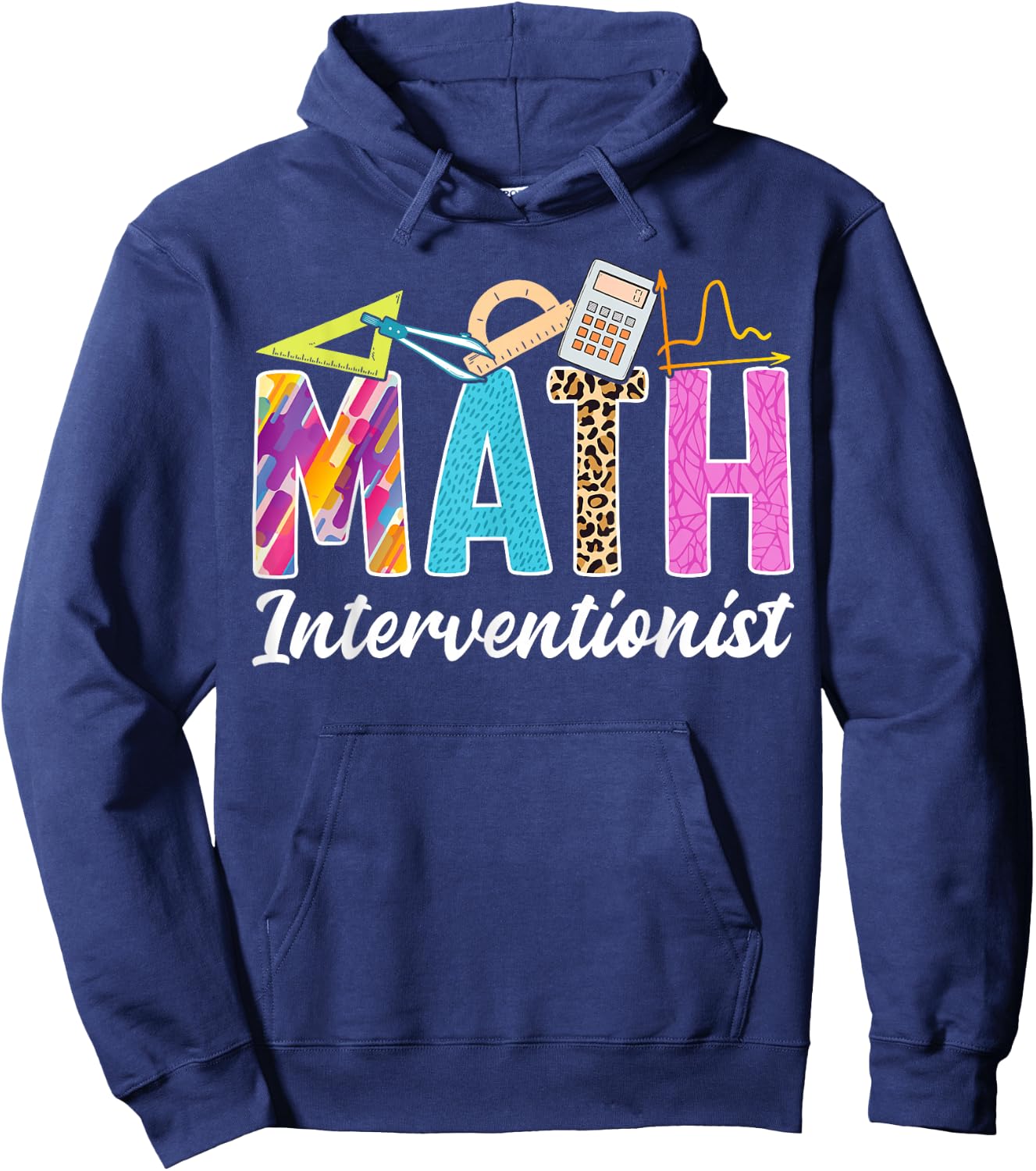 Math Interventionist Teacher Appreciation Leopard Men Women Hoodie - Hoodie | Navy