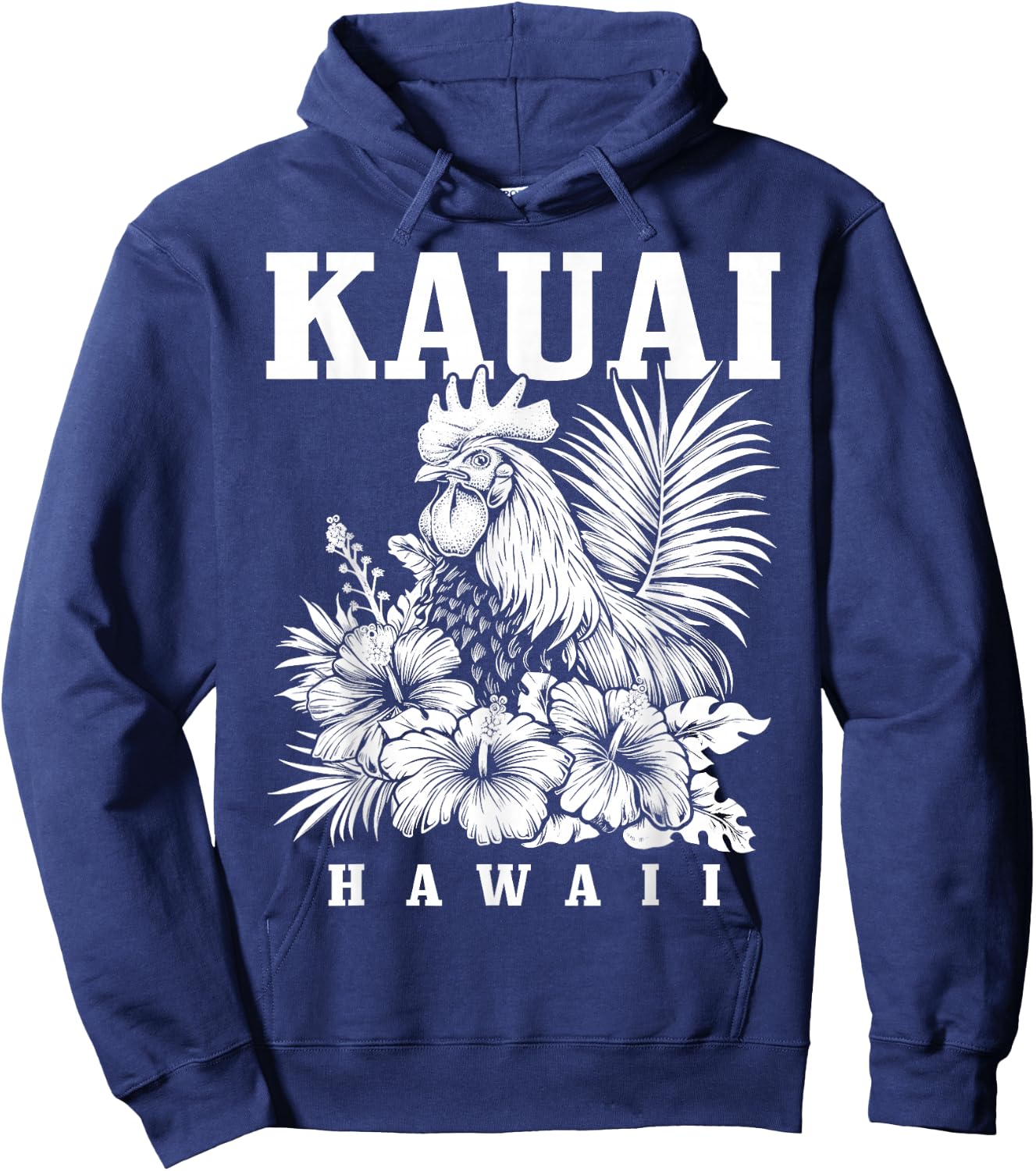 Kauai Hawaii Chicken Hawaiian Hibiscus Flowers Vintage Hoodie - Hoodie | Navy