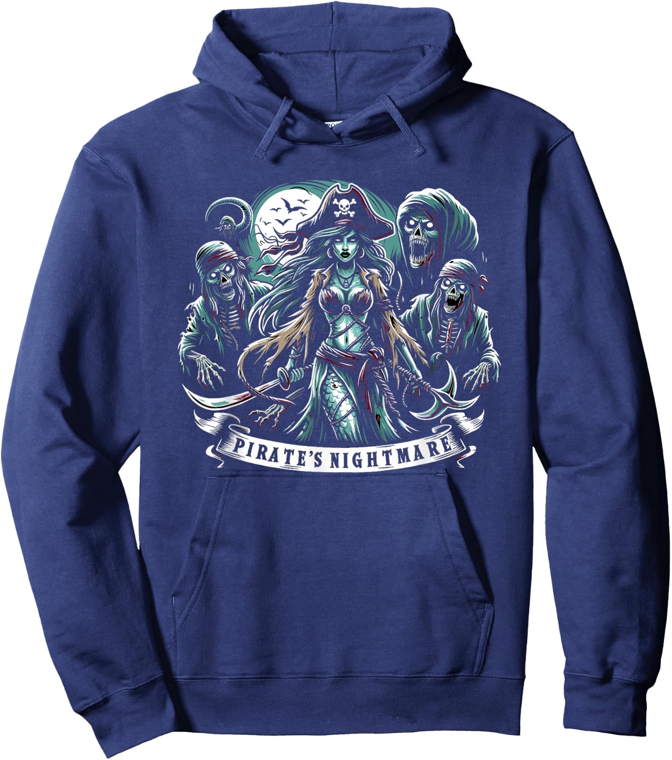 Spooky Sirens Horror Mermaid Creepy Mermaid Haunted Sea Hoodie - Hoodie | Navy