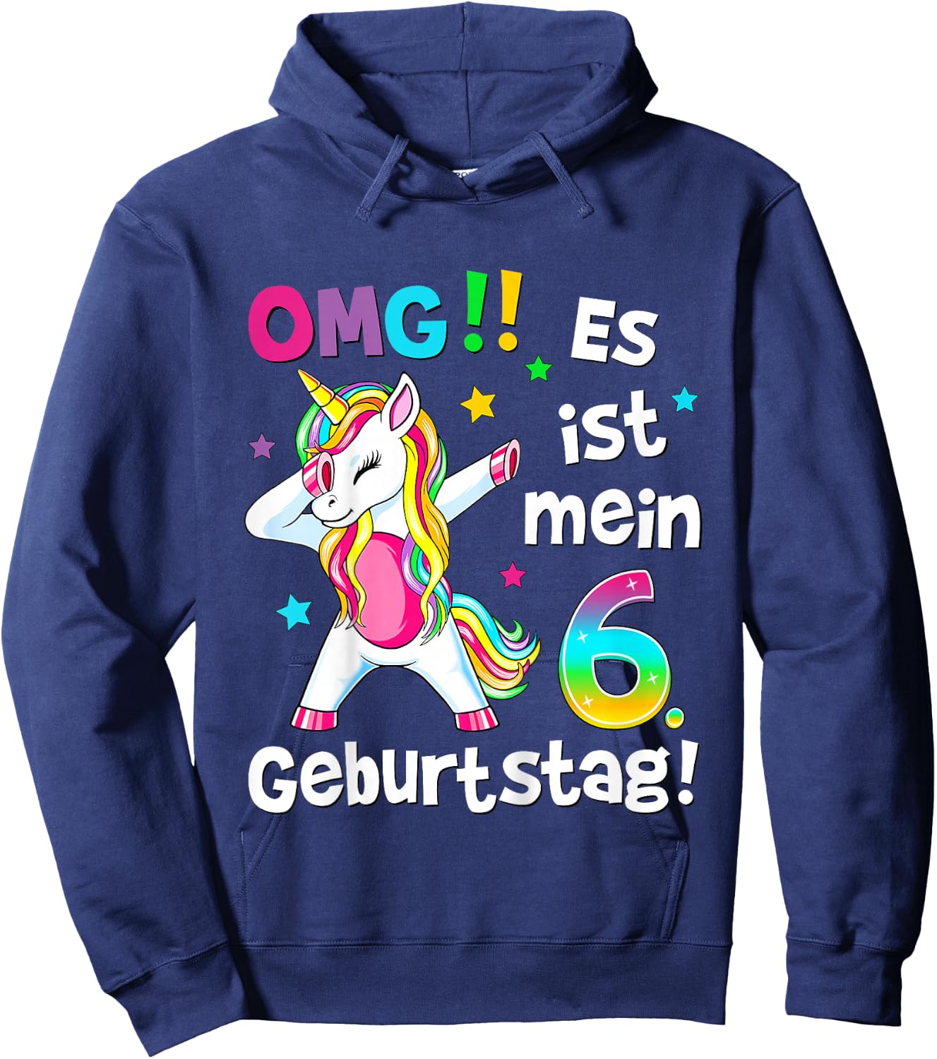 Kids OMG It's My 6th Birthday Girls Party Unicorn , black Hoodie - Hoodie | Navy