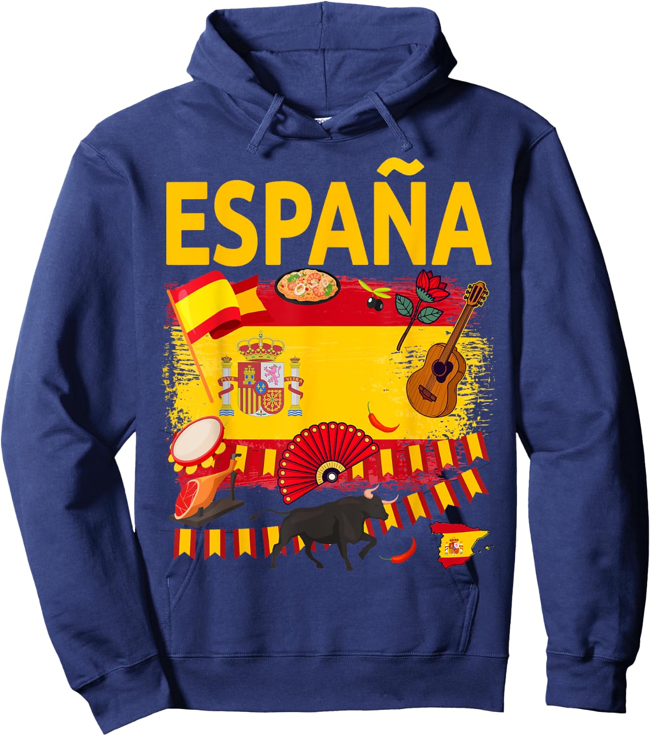 Spanish Flag Outfit Idea for Children Española and Spanish Flag Hoodie - Hoodie | Navy