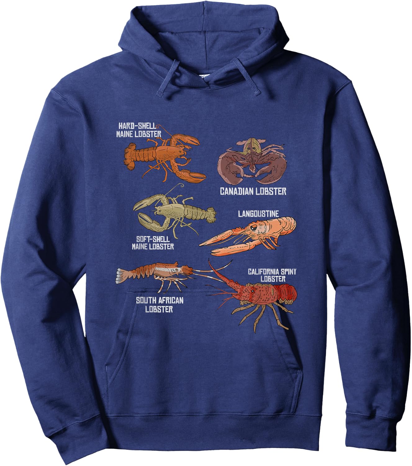 Lobster Species Illustration Biology Crustaceans Hoodie - Hoodie | Navy