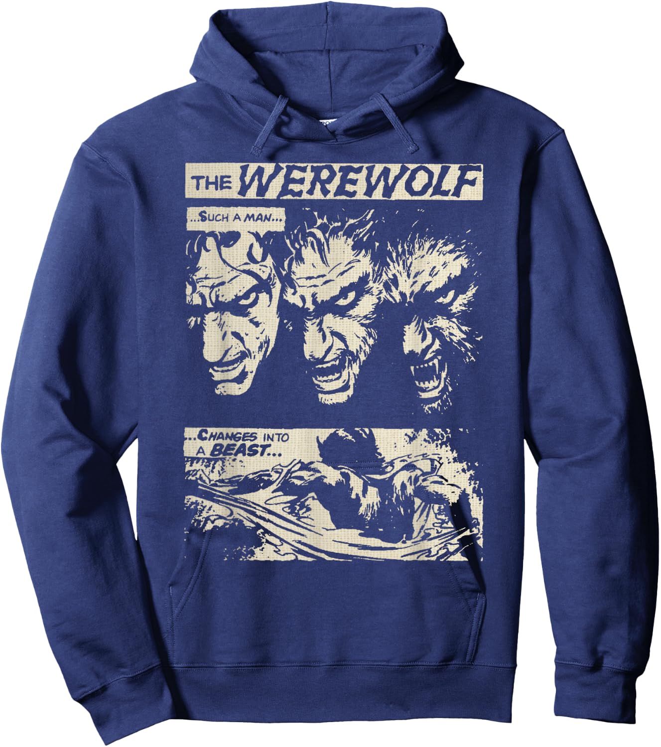 Classic Horror Movie Monster Horror Comic Werewolf Man Wolf Hoodie - Hoodie | Navy