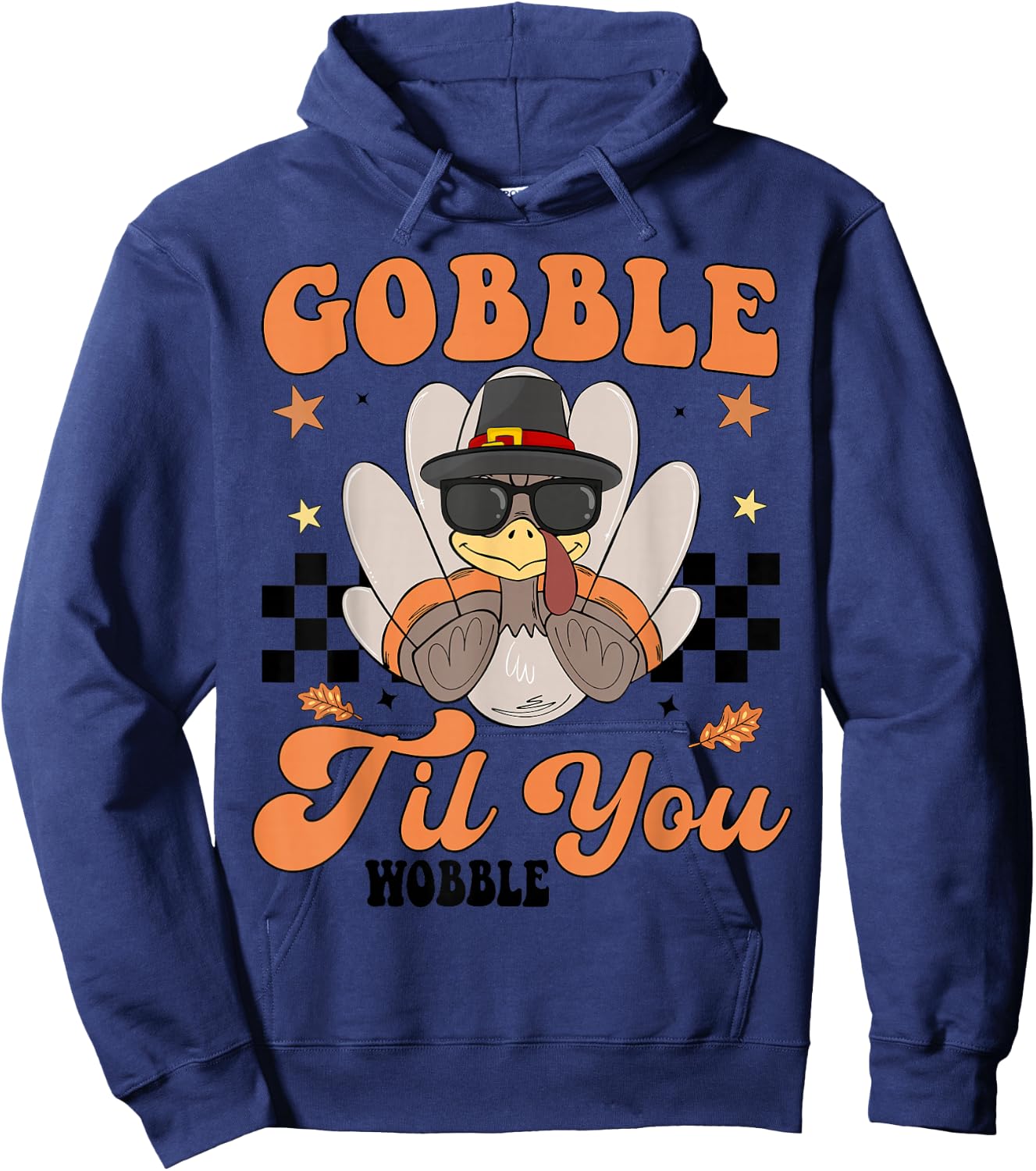Cute Gobble Til You Wobble Boy Toddler Turkey Thanksgiving Hoodie - Hoodie | Navy