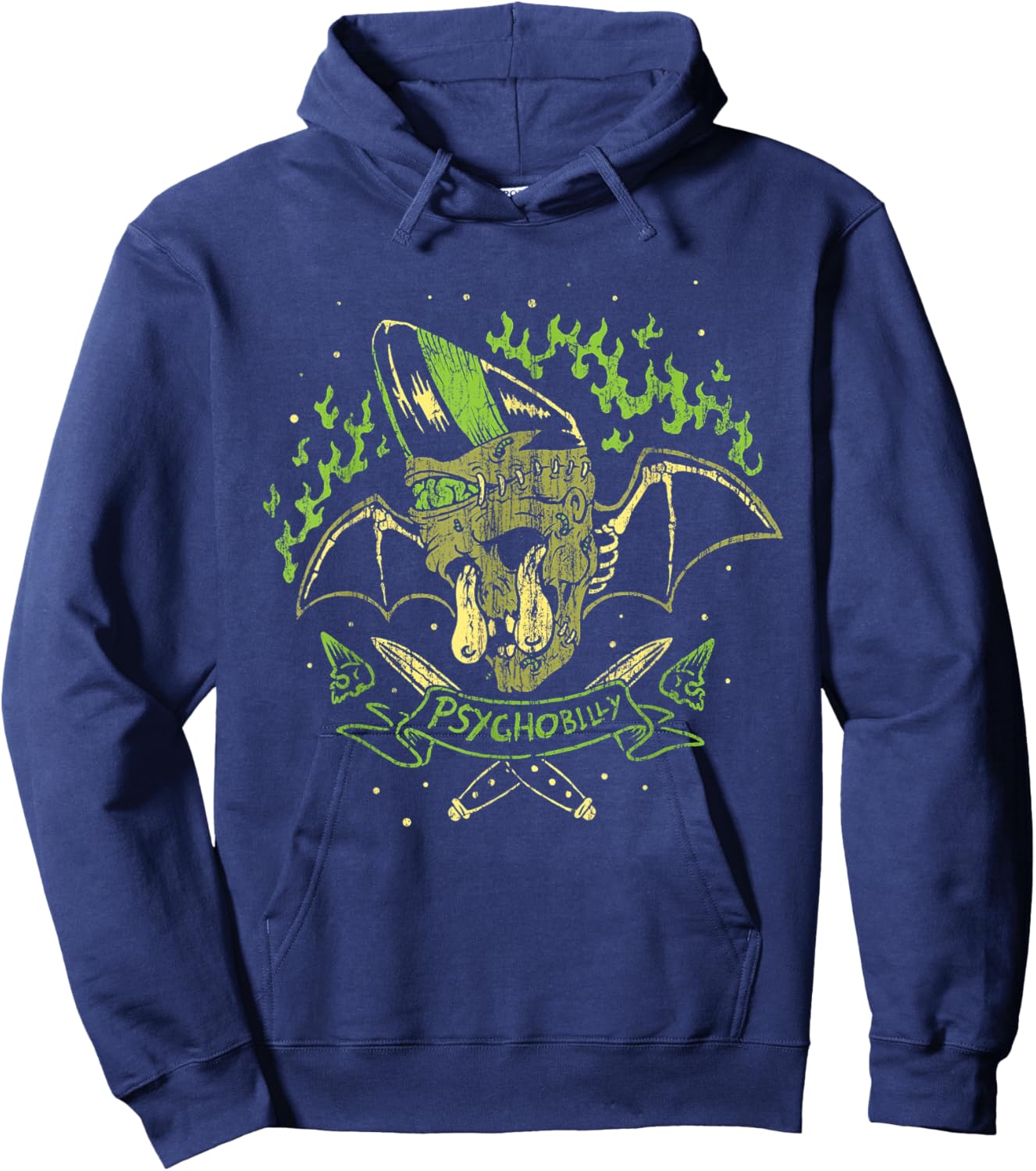Psychobilly Horror Punk Rock (HR) Zombie Bat Hoodie - Hoodie | Navy