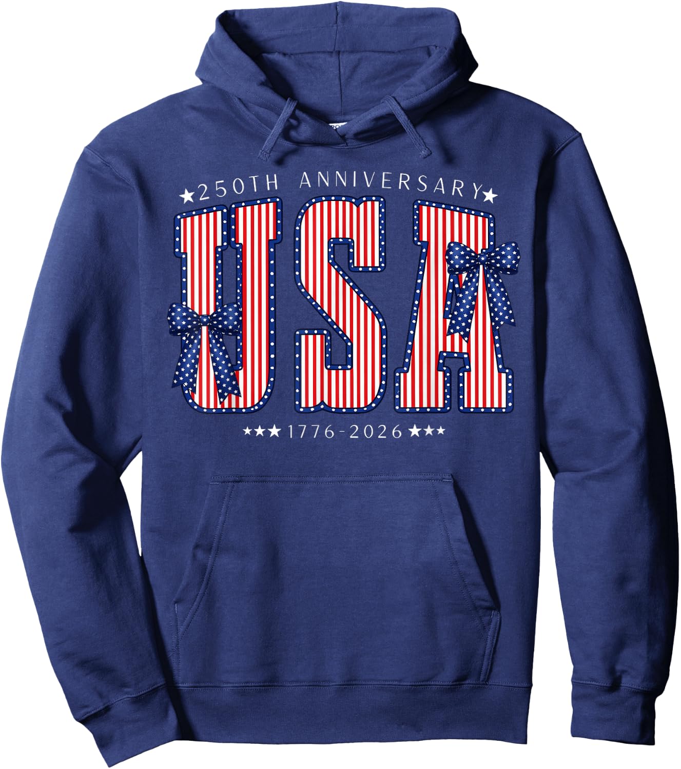USA 1776 2026 Polka dots with Bows America 250th Anniversary Hoodie - Hoodie | Navy