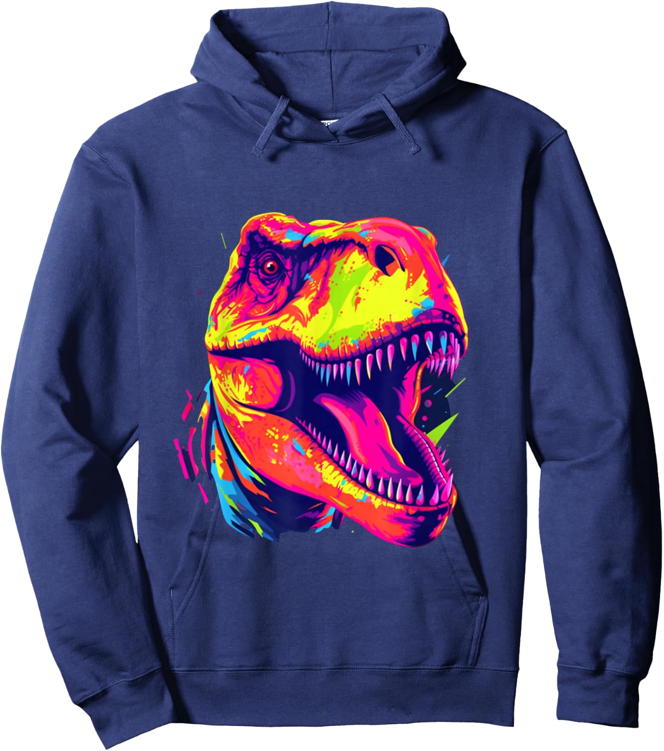 Cute T Rex Neon Brignt Design with Dino T Rex , black Hoodie - Hoodie | Navy
