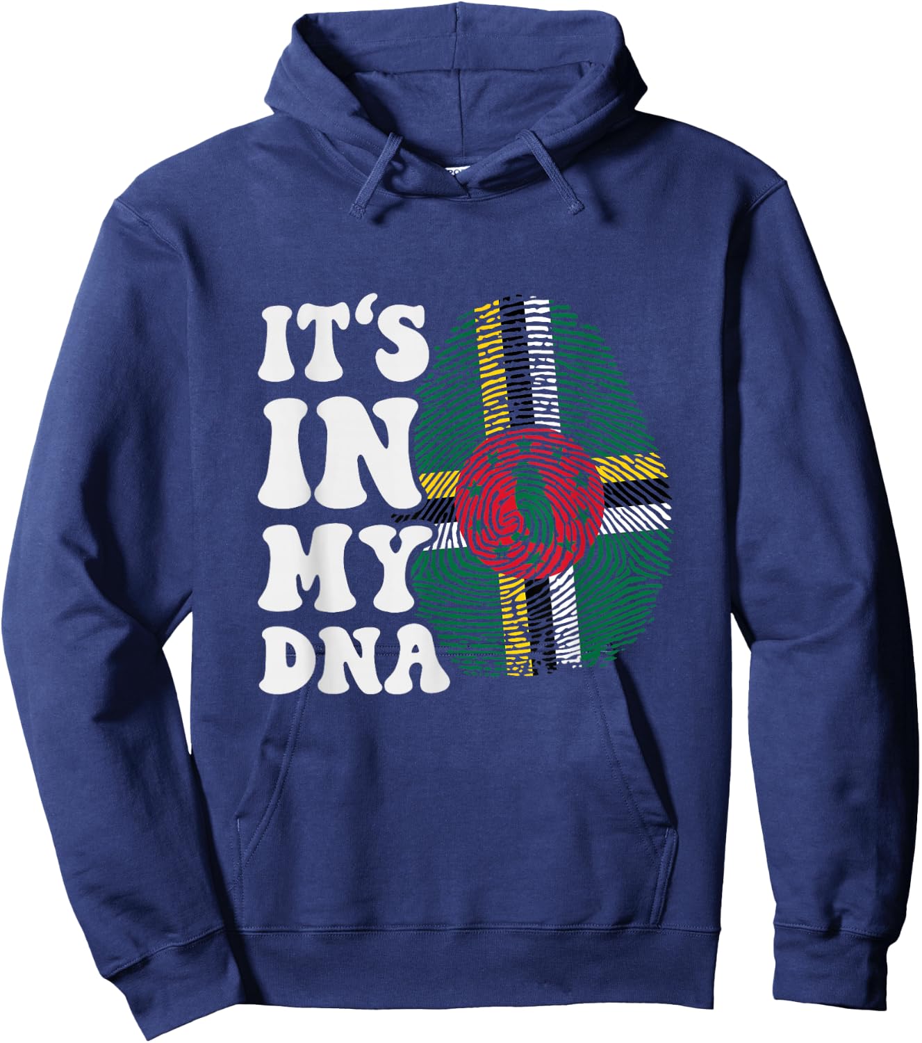 Funny it's in my DNA Dominica flag Fingerprint Hoodie - Hoodie | Navy