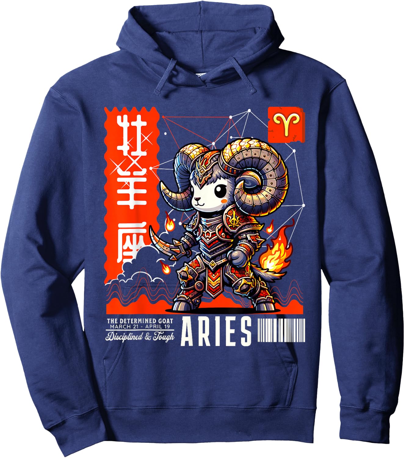 Kawaii Zodiac Sign And Aries Astrological Sign Hoodie - Hoodie | Navy