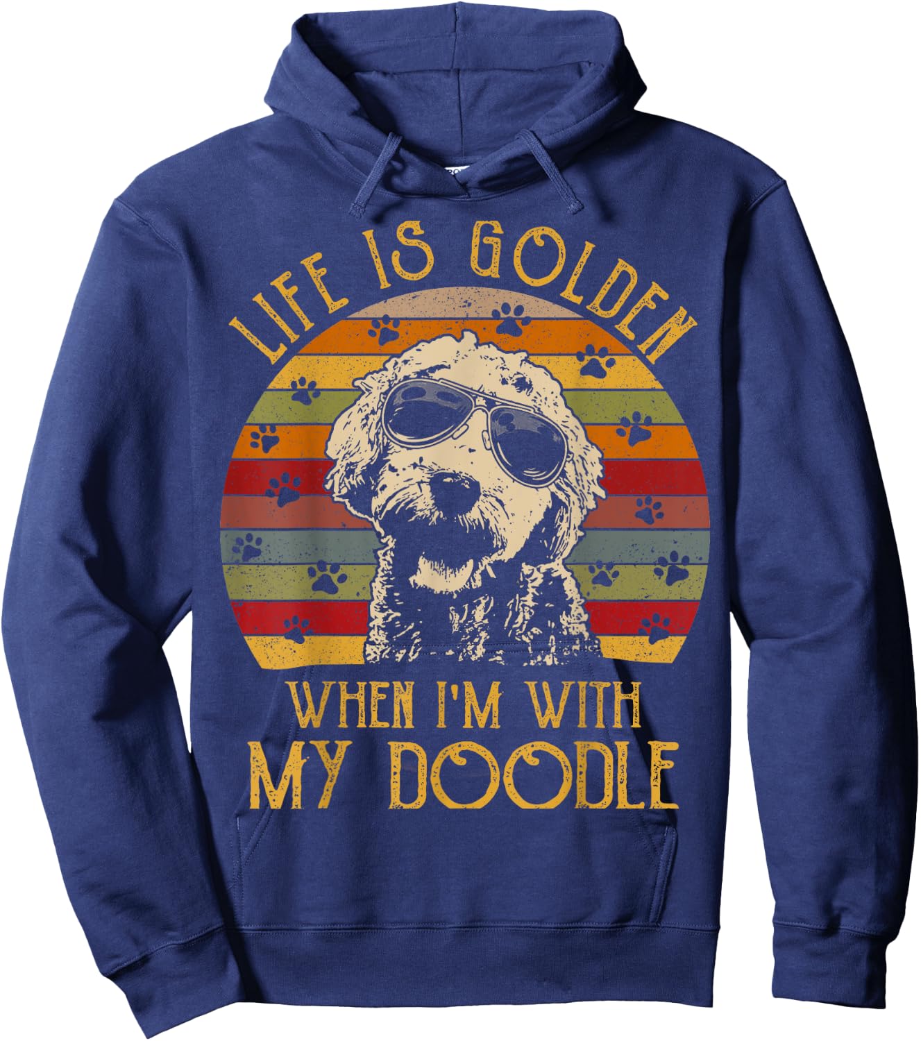 Vintage Life is Golden When Im With My Doodle Hoodie - Hoodie | Navy