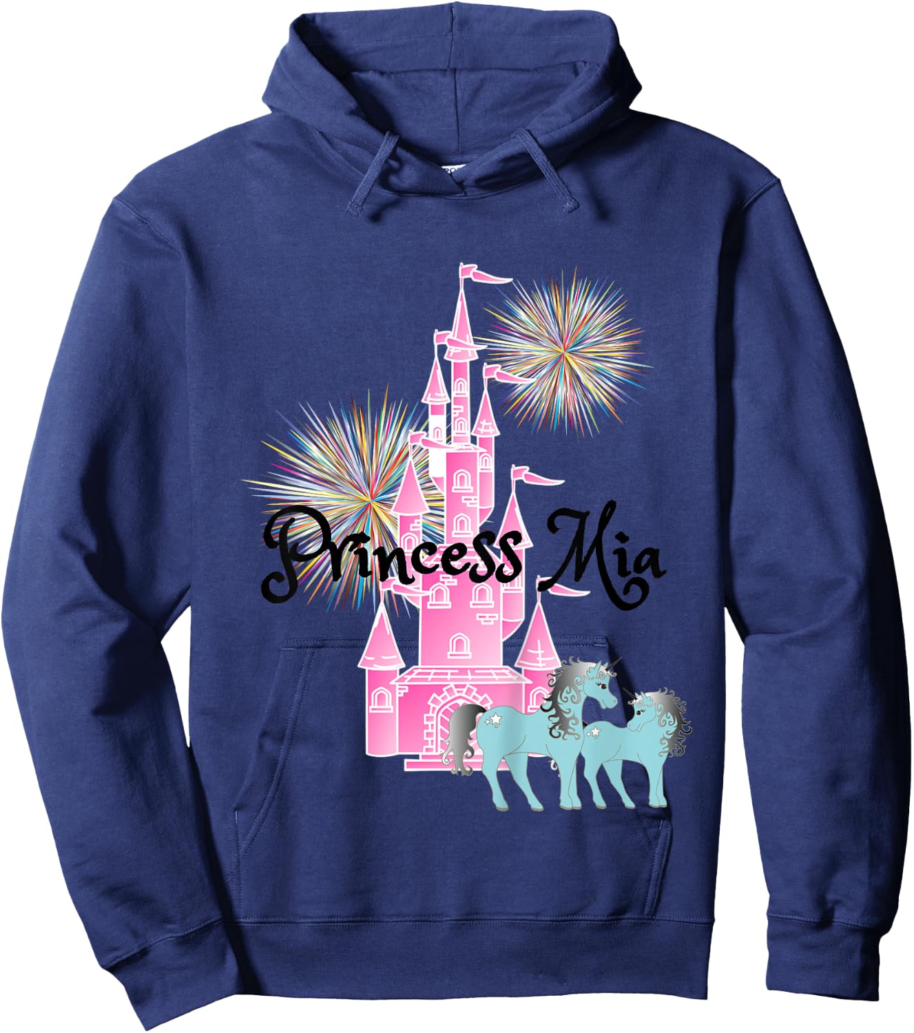 Kids Princess Mia Name Girls Personalized Custom Hoodie - Hoodie | Navy