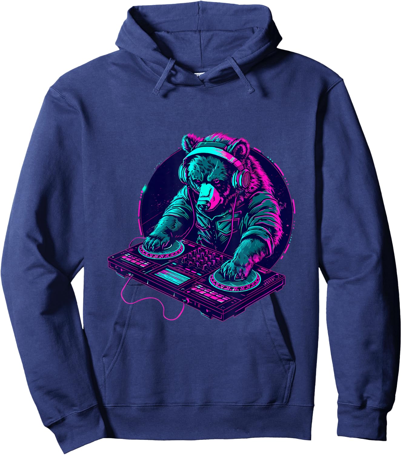 Bear DJ Turntable DJ Bear Music Producer Techno Beatmaker Hoodie - Hoodie | Navy