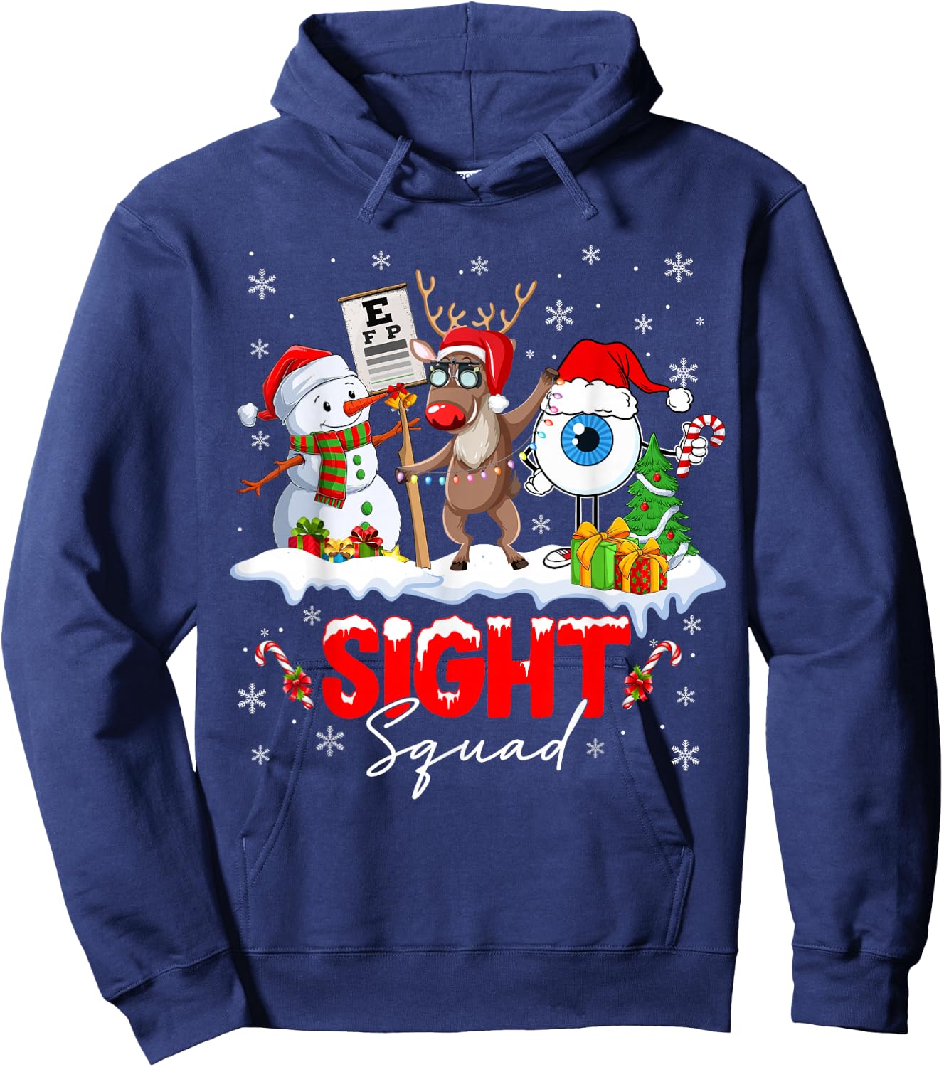 Christmas Sight Squad Santa Reindeer Optometrist Snowman Hoodie - Hoodie | Navy