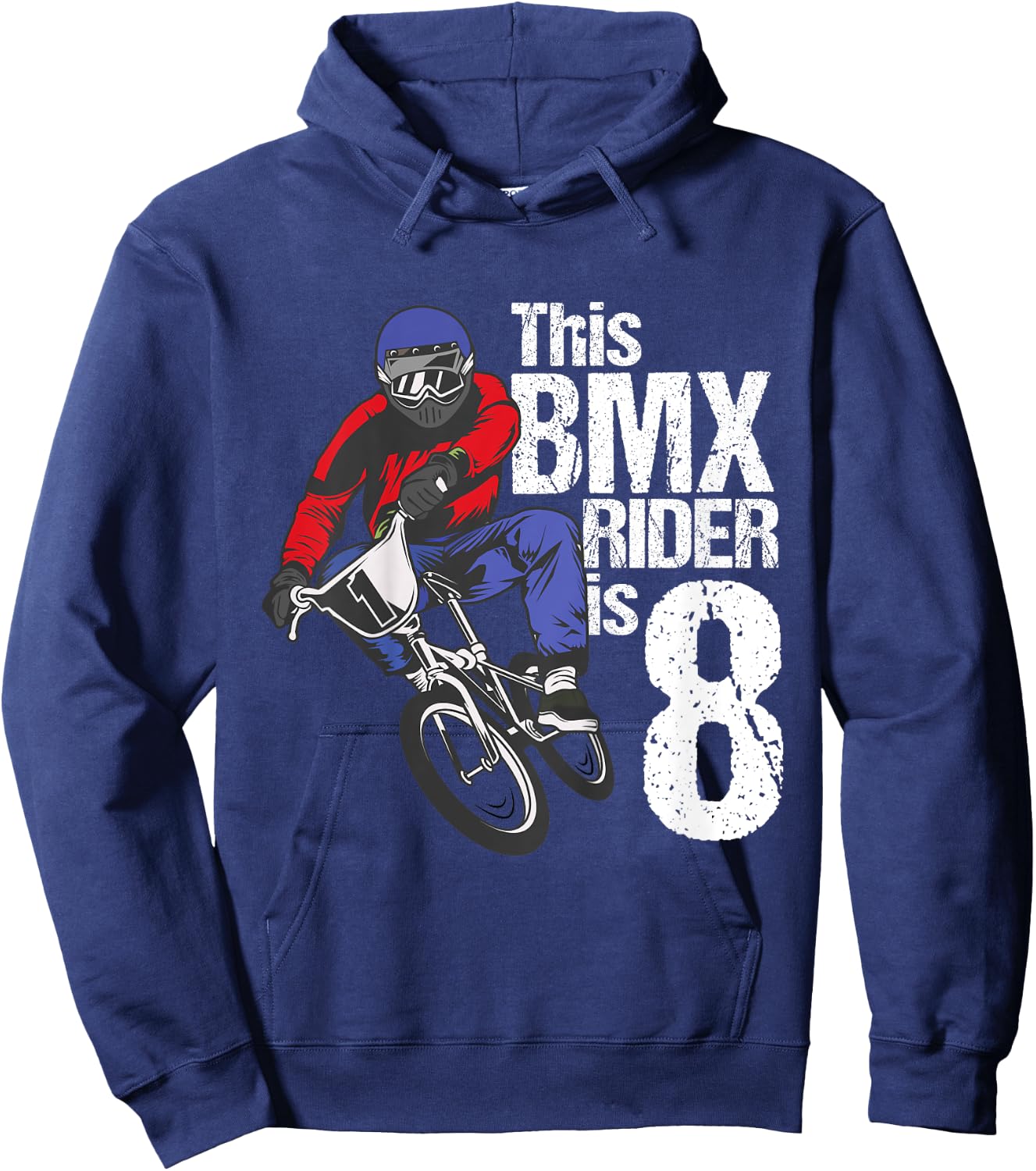 Kids 8 Year Old BMX Birthday Party Boys Dirt Bike Biking 8th Gift Hoodie - Hoodie | Navy