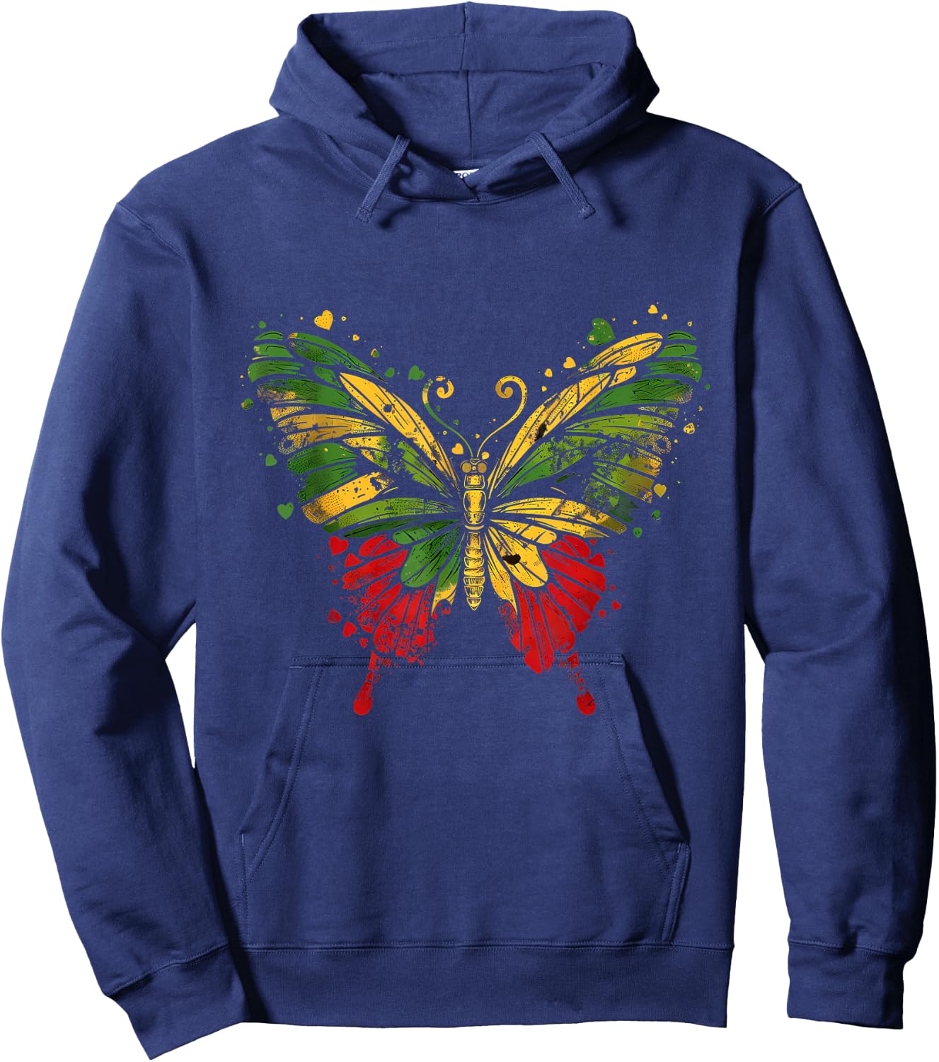 Reggae Butterfly Jamaican Pride Rastafari Roots Rasta Hoodie - Hoodie | Navy