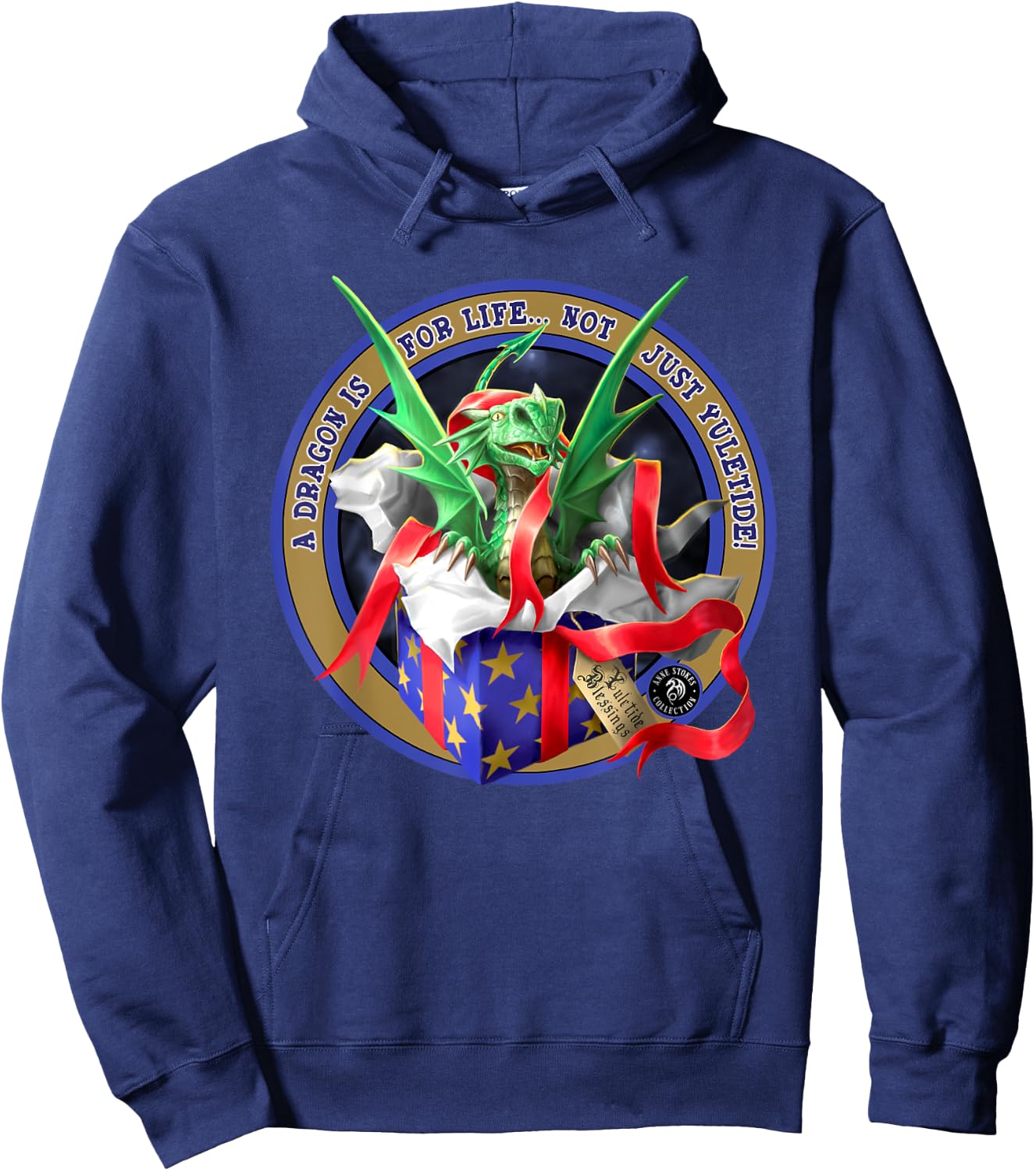 Surprise Gift Dragon Anne Stokes Collection Christmas Hoodie - Hoodie | Navy